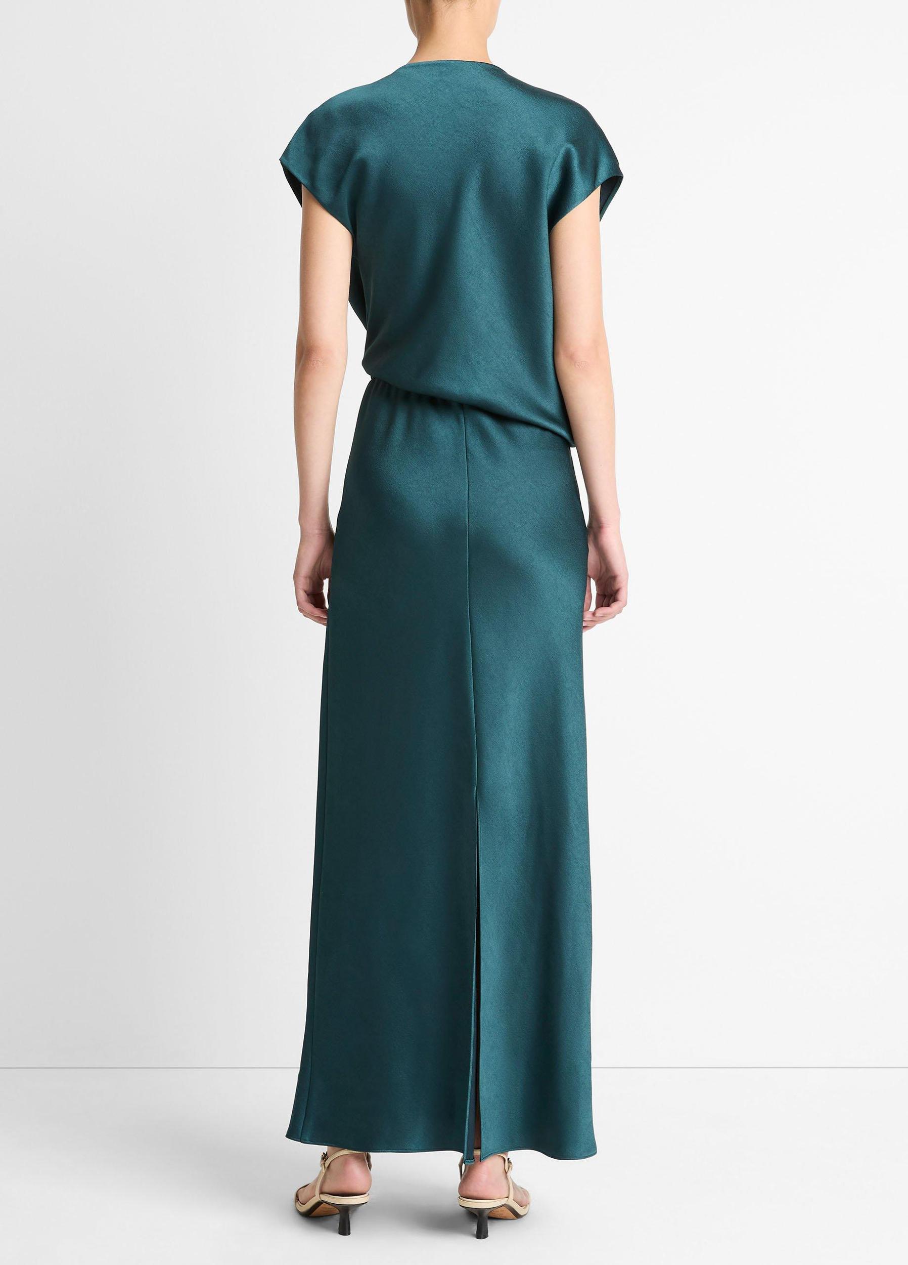 Draped Satin Cowl-Neck Dress Product Image