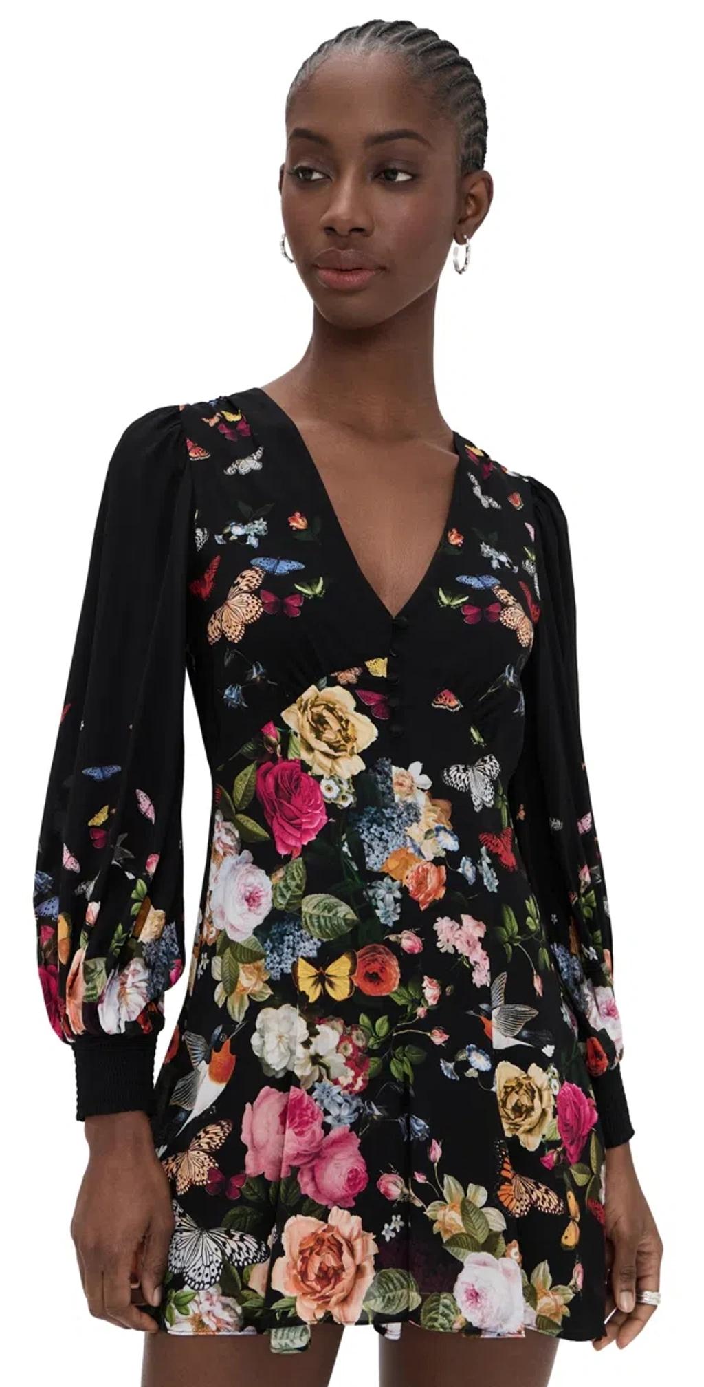 ALICE AND OLIVIA Irene Mini Dress Solar Strength Black In Multi Product Image