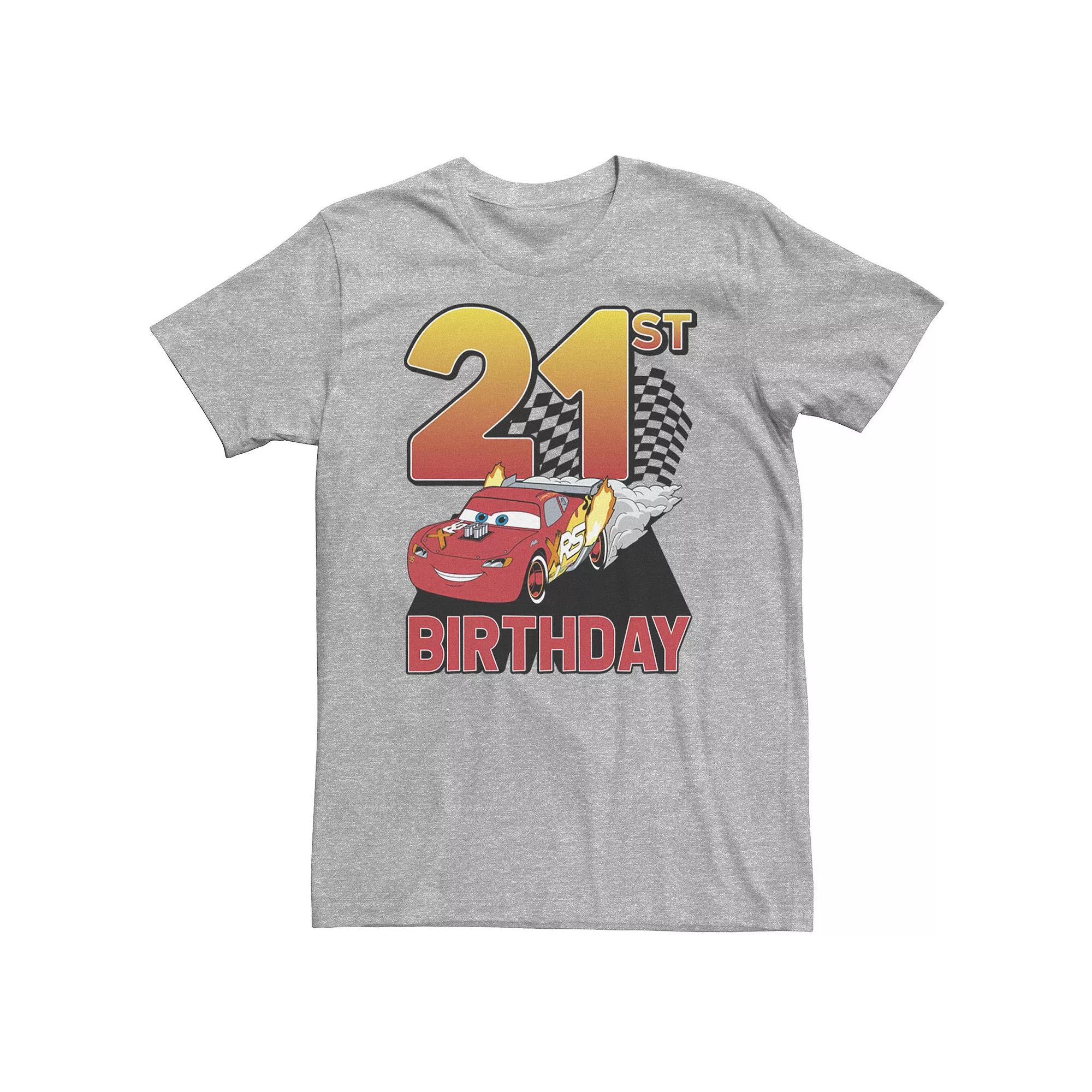 Big & Tall Disney / Pixar Cars Lightning McQueen 21st Birthday Tee, Men's, Size: 3XL Tall, Athletic Grey Product Image