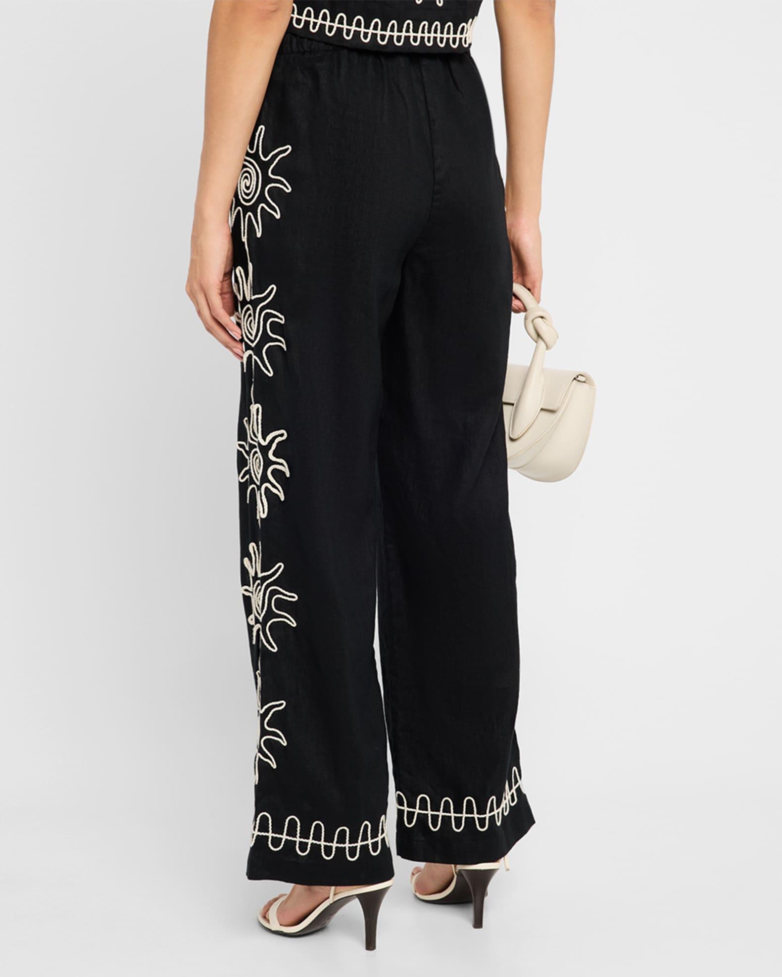 Emmie Embroidered Linen Pants Product Image