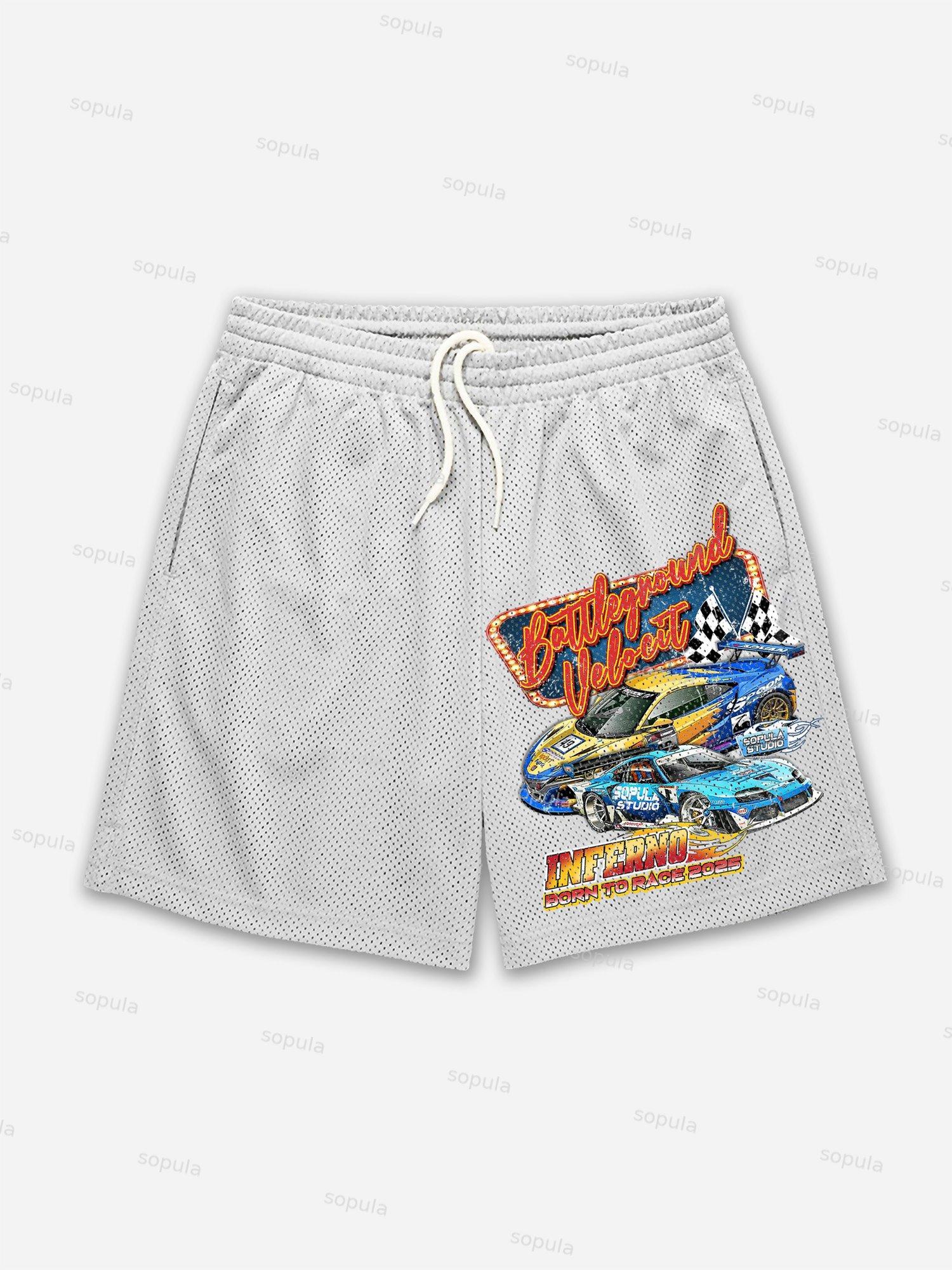 Racing Battleground Print Mesh Shorts Product Image