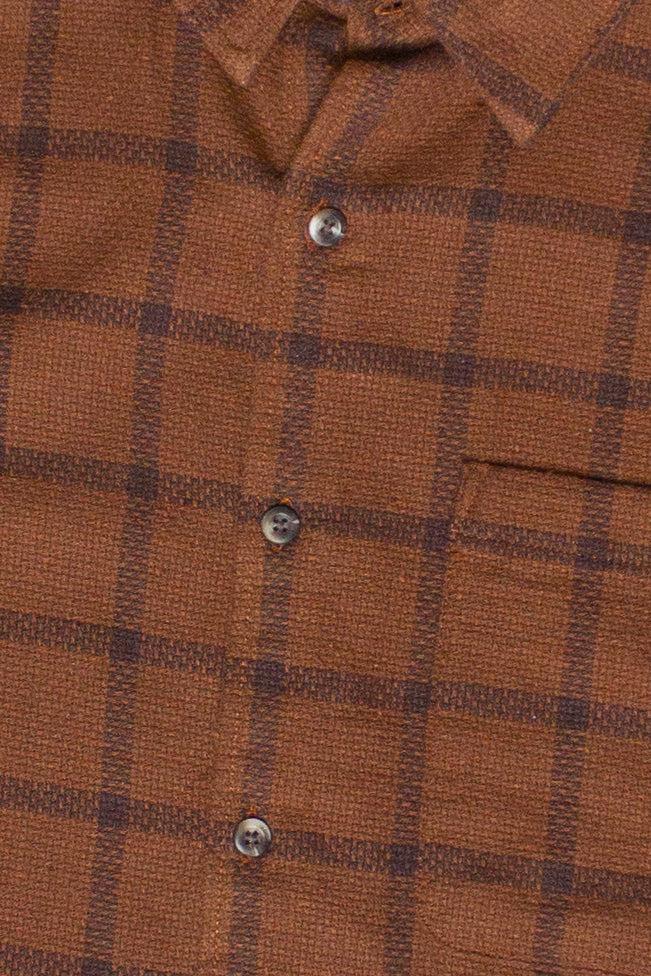 Brown Check Woven Knit Button Up Shirt Product Image