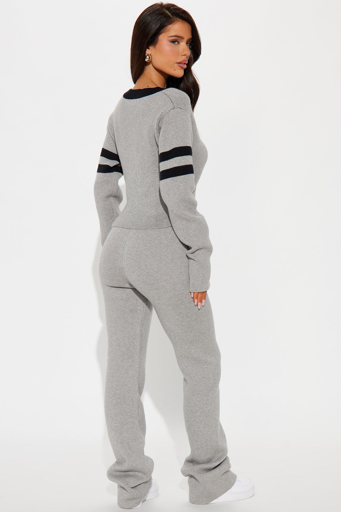 2 Can Play At This Game Sweater Pant Set - Grey/Black Product Image