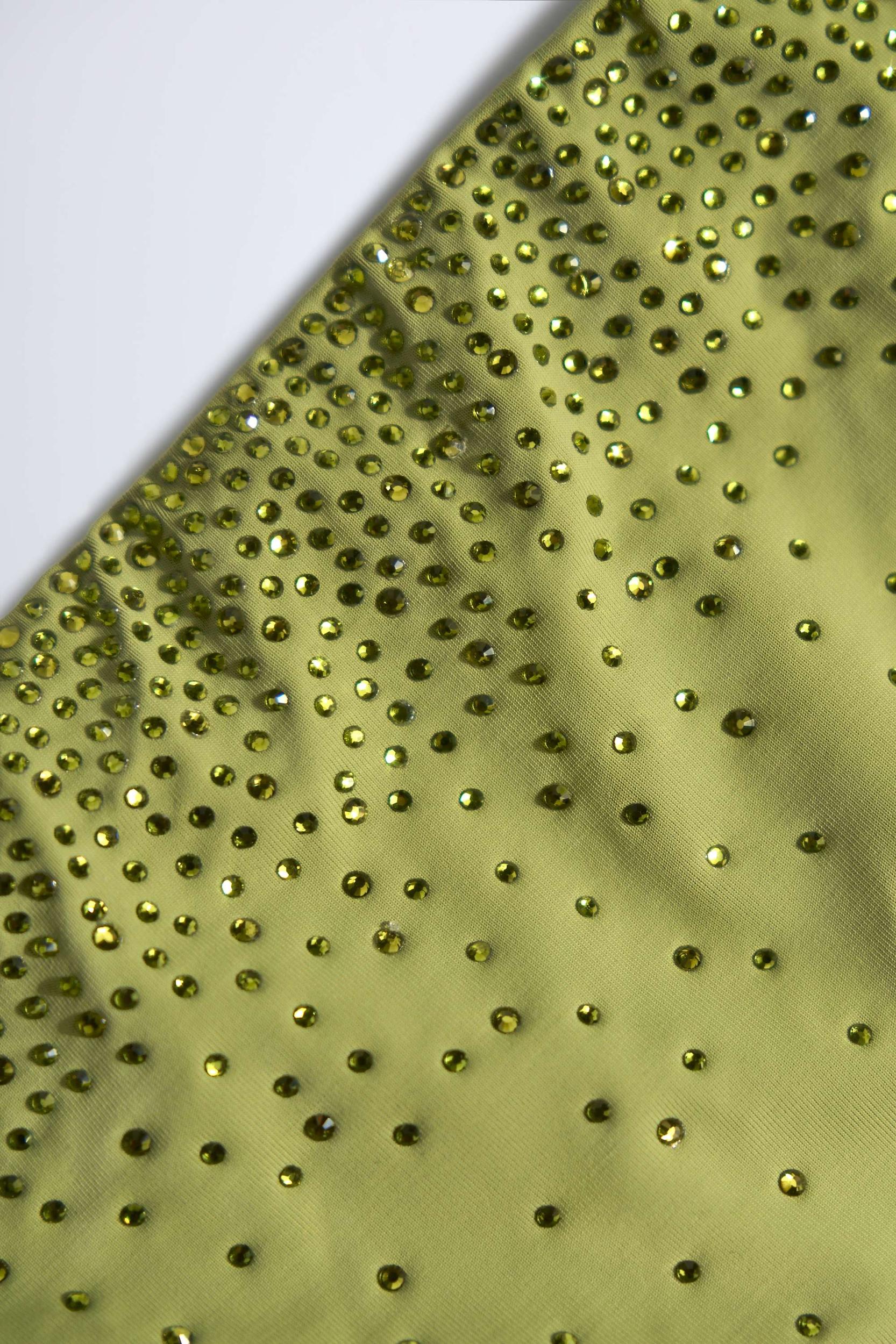 Embellished Cut-Out Swimsuit in Olive Green Product Image