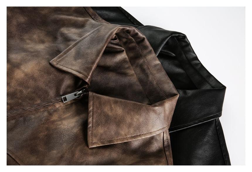 Faux-Leather Polo Jacket Product Image