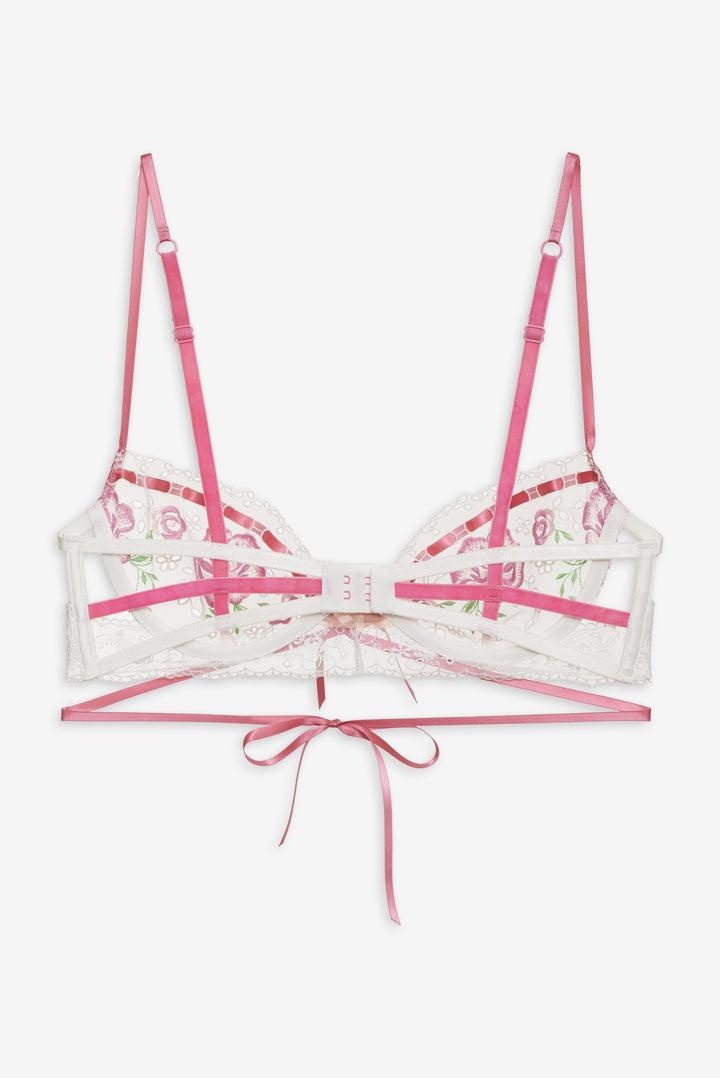 Rose Milk Eyelet Underwire Bra — Pink Product Image