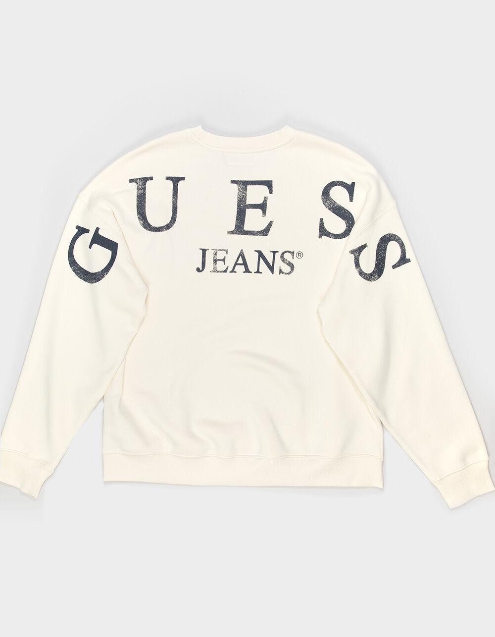GUESS JEANS Back Logo Mens Crewneck Sweatshirt - OFF WHITE Product Image