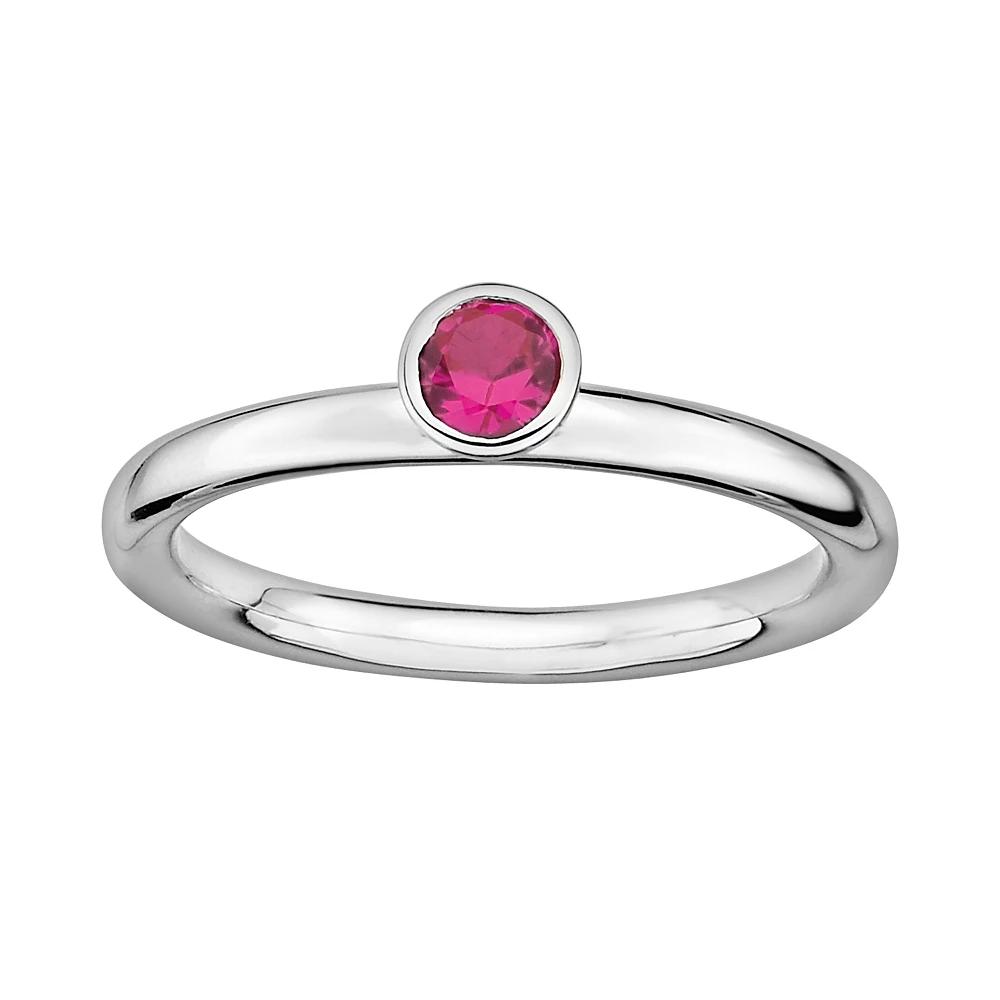 Stacks & Stones Sterling Silver Lab-Created Ruby Stack Ring, Women's, Size: 5 Product Image