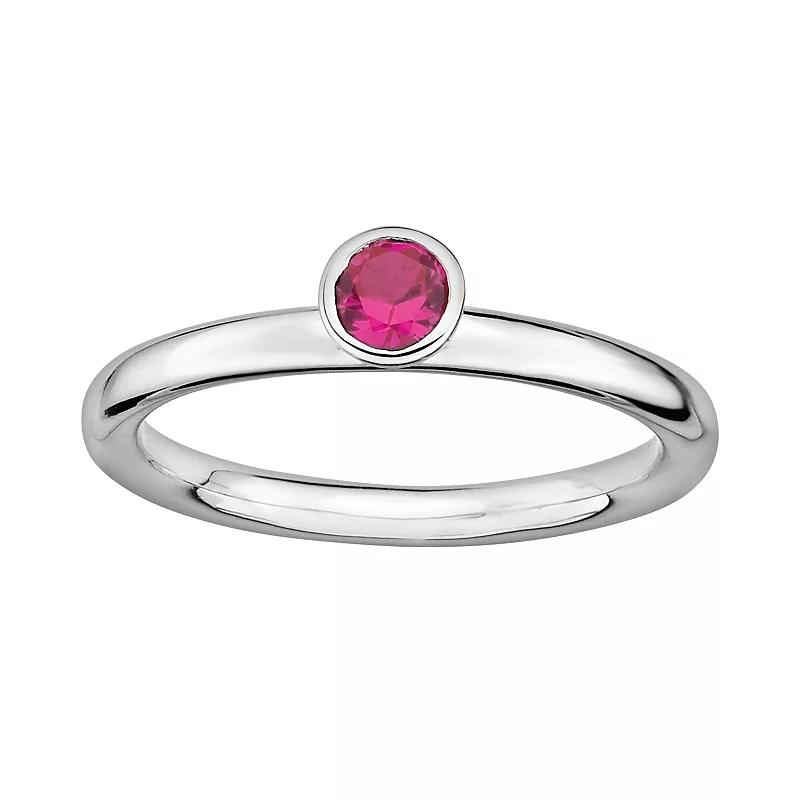 Stacks & Stones Sterling Silver Lab-Created Ruby Stack Ring, Women's, Size: 5 Product Image