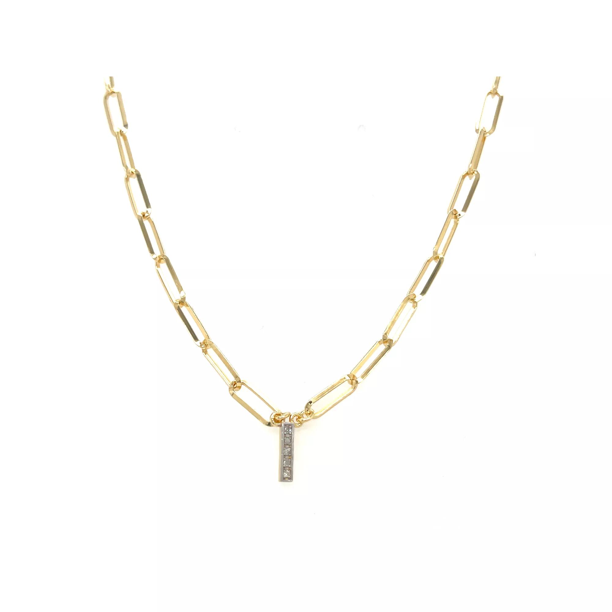 Meshmerise 18k Gold Over Silver 1/6 Carat T.W. Diamond Paperclip Initial Necklace, Women's, Size: 16-18" ADJ, Gold Tone I Product Image