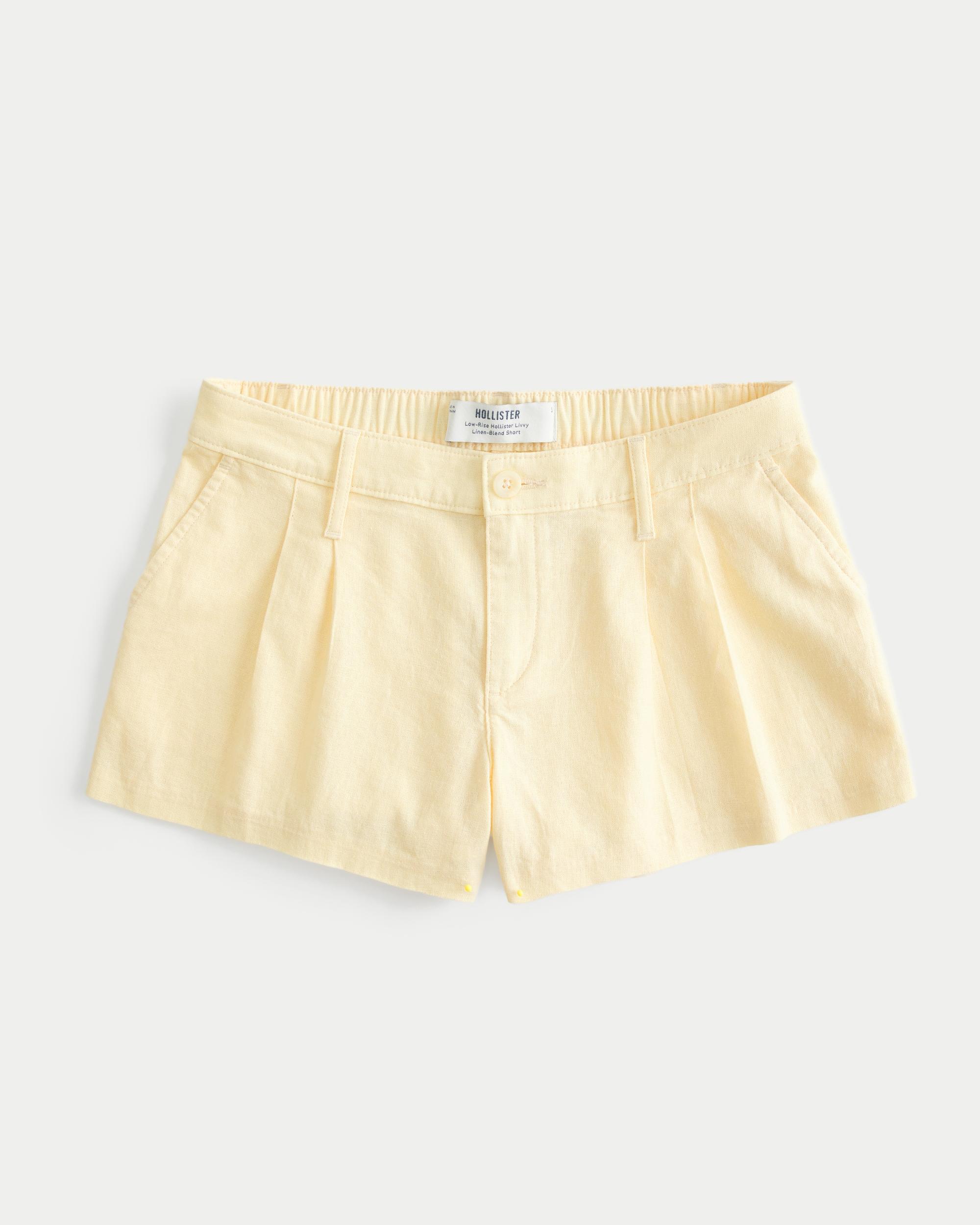 Hollister Livvy Low-Rise Linen-Blend Shorts 3" Product Image