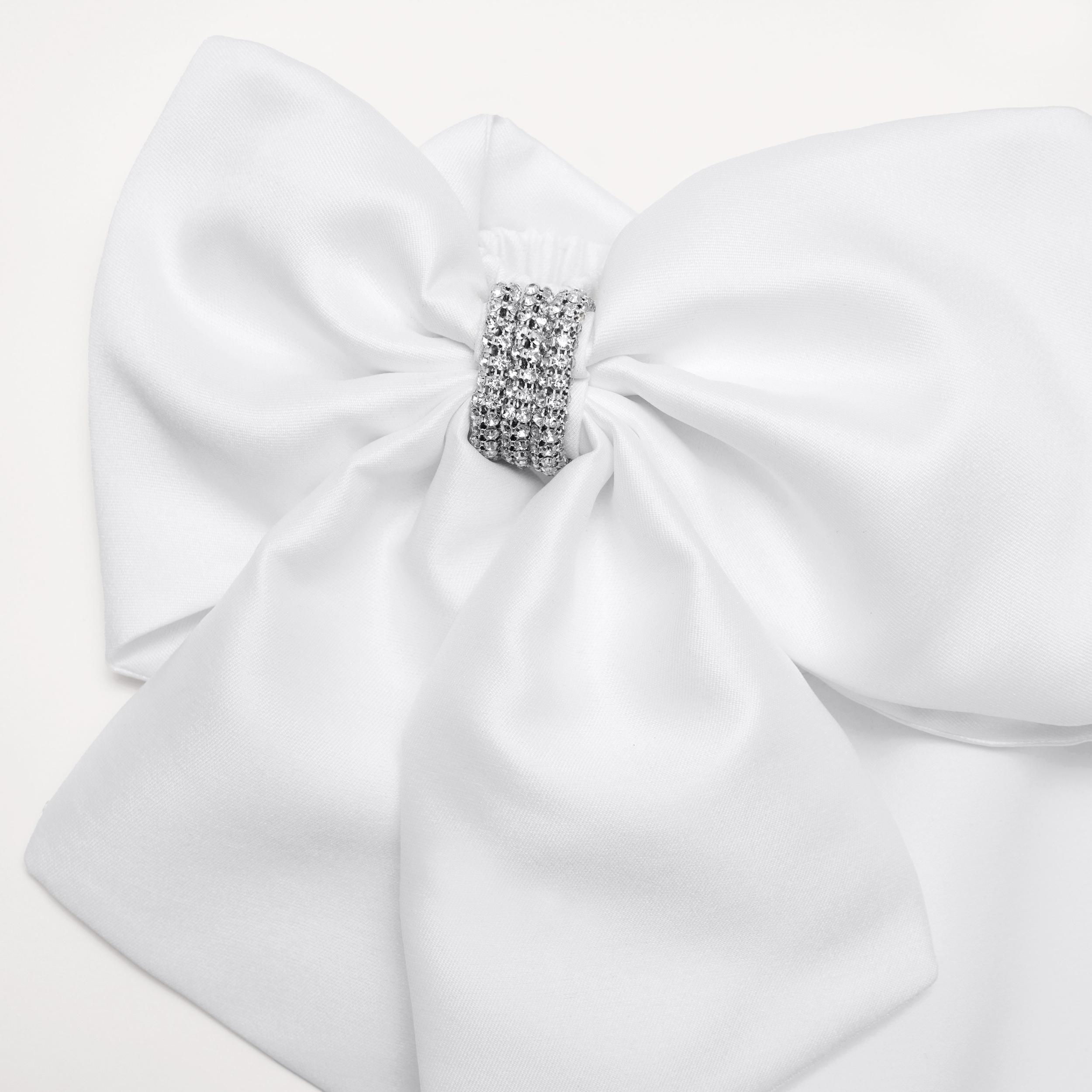 White Crepe Bow Mini Dress Product Image