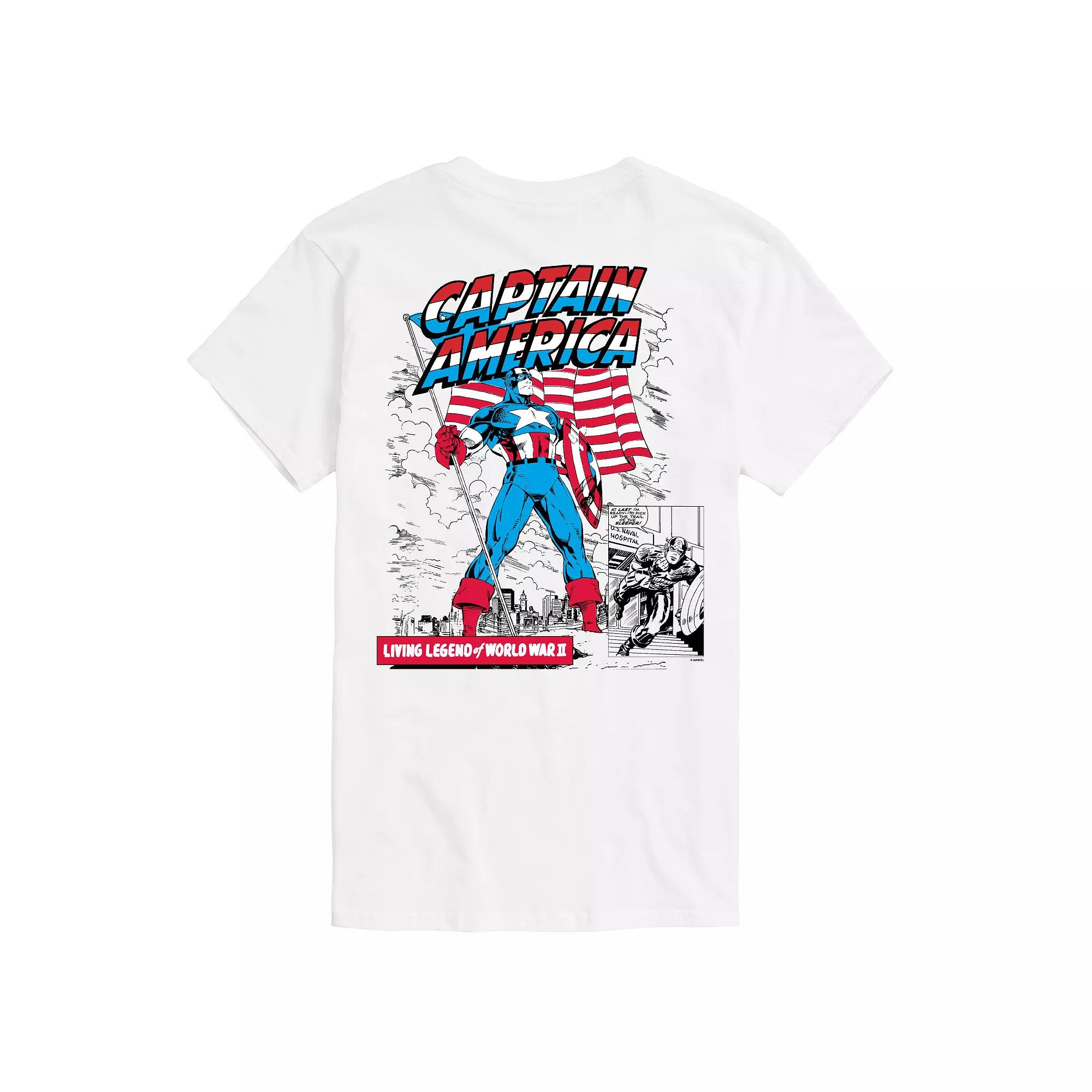 Big & Tall Captain America Flag Comic Retro Graphic Tee, Men's,  Product Image