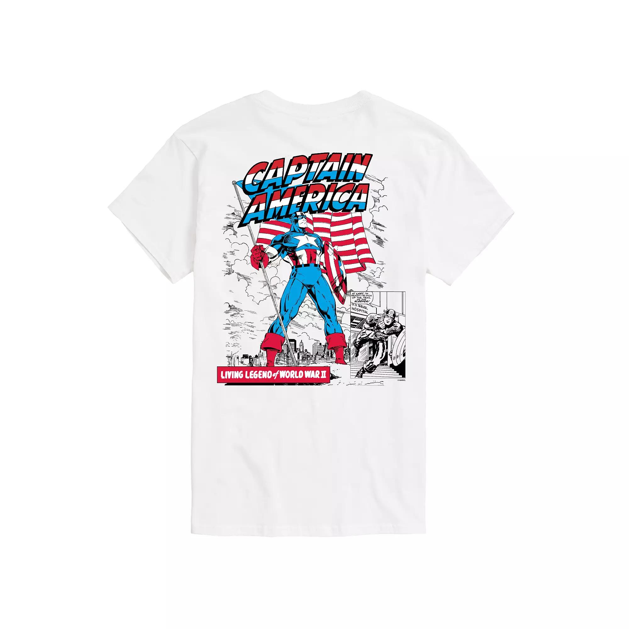 Big & Tall Captain America Flag Comic Retro Graphic Tee, Men's,  Product Image
