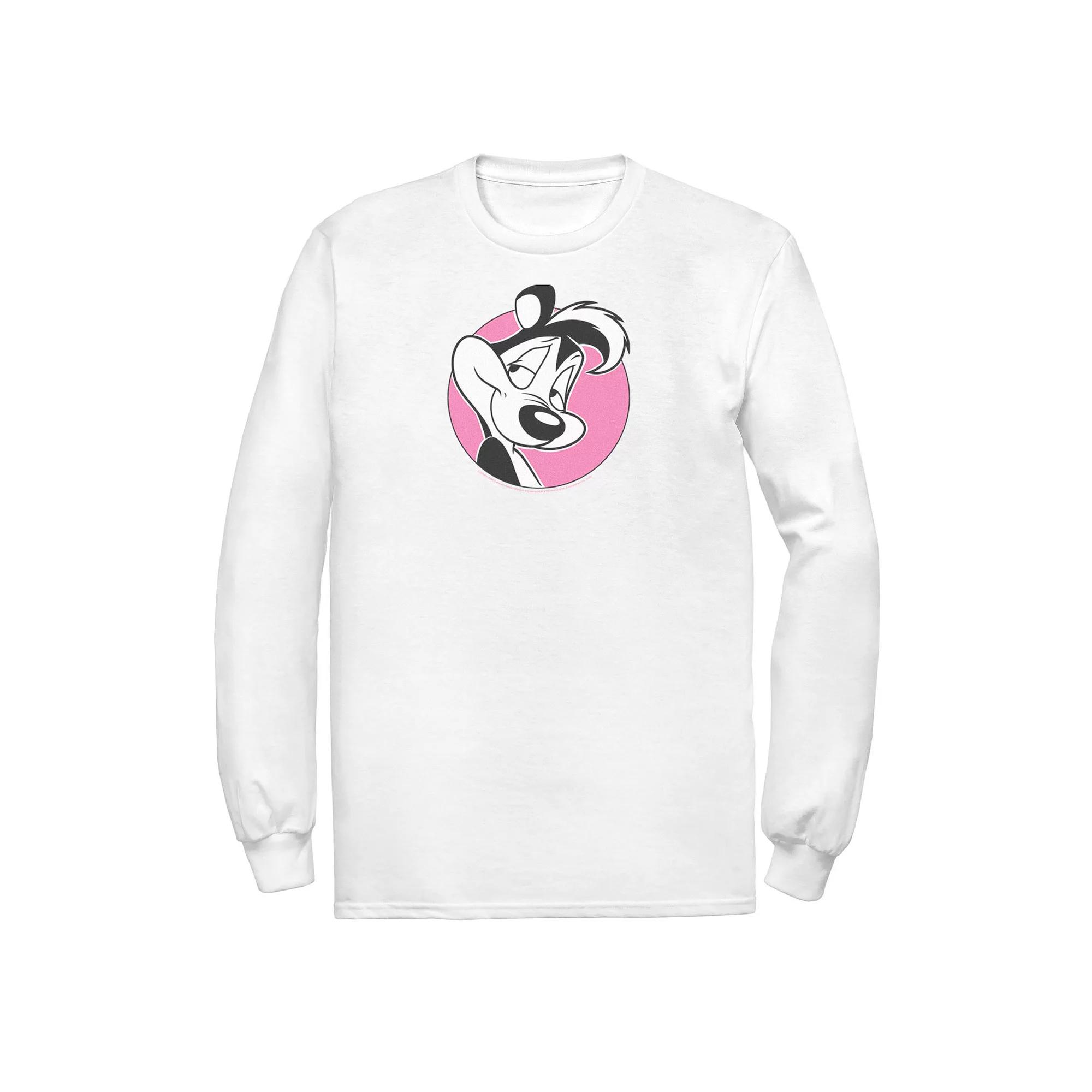 Men's Looney Tunes Pepe Le Pew Pink Circle Portrait Tee,  Product Image