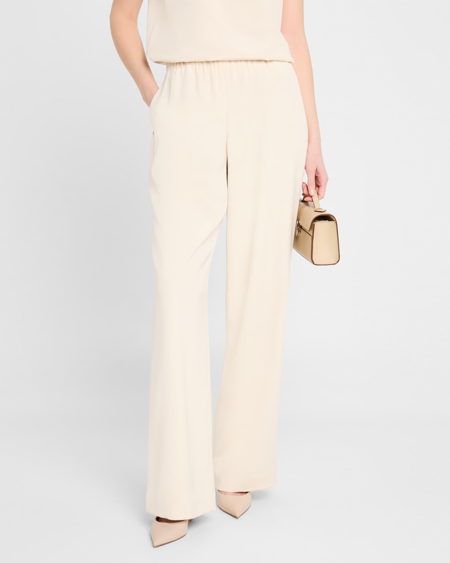 Perry Wide-Leg Stretch Silk Pants Product Image