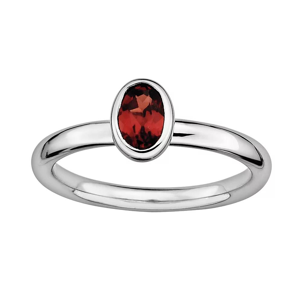 Stacks & Stones Sterling Silver Garnet Stack Ring, Women's, Size: 7, Red Product Image