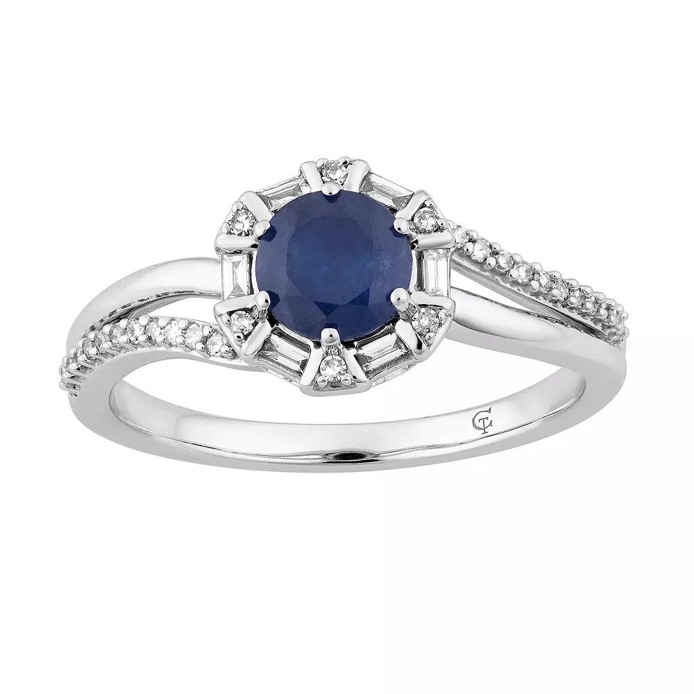 LOVEABLES 10k White Gold Sapphire & 1/5 Carat T.W. Diamond Ring, Women's,  Product Image