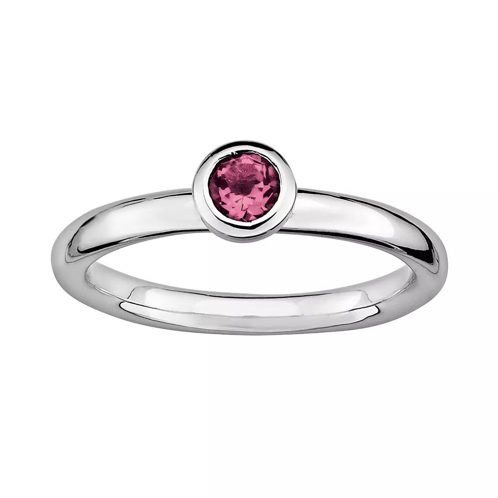 Stacks & Stones Sterling Sterling Silver Pink Tourmaline Stack Ring, Women's, Size: 7 Product Image