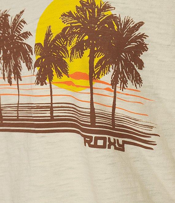 Roxy Palm Stripe Short Sleeve Cropped Graphic T-Shirt Product Image