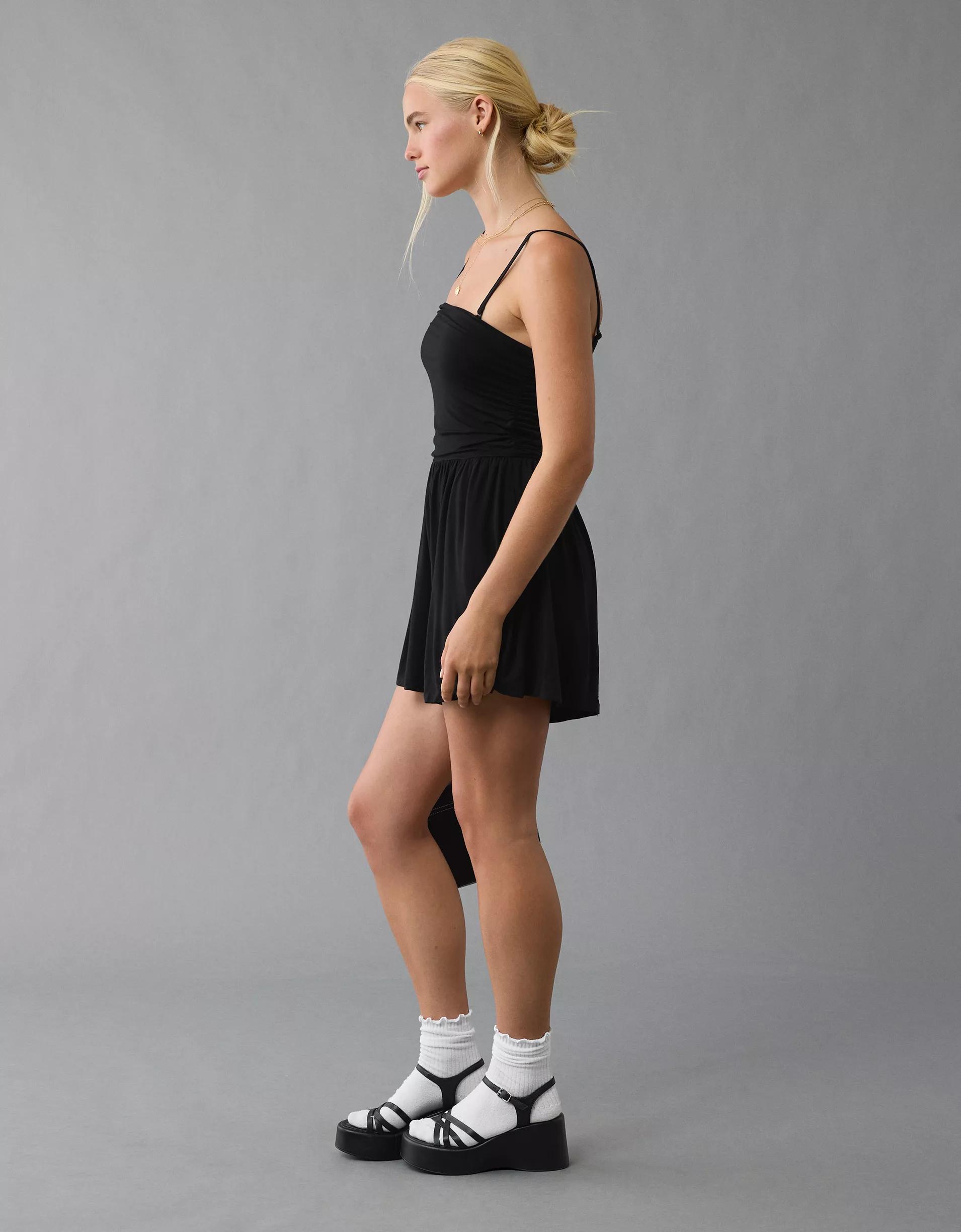 AE Strapless Ruched Romper Product Image