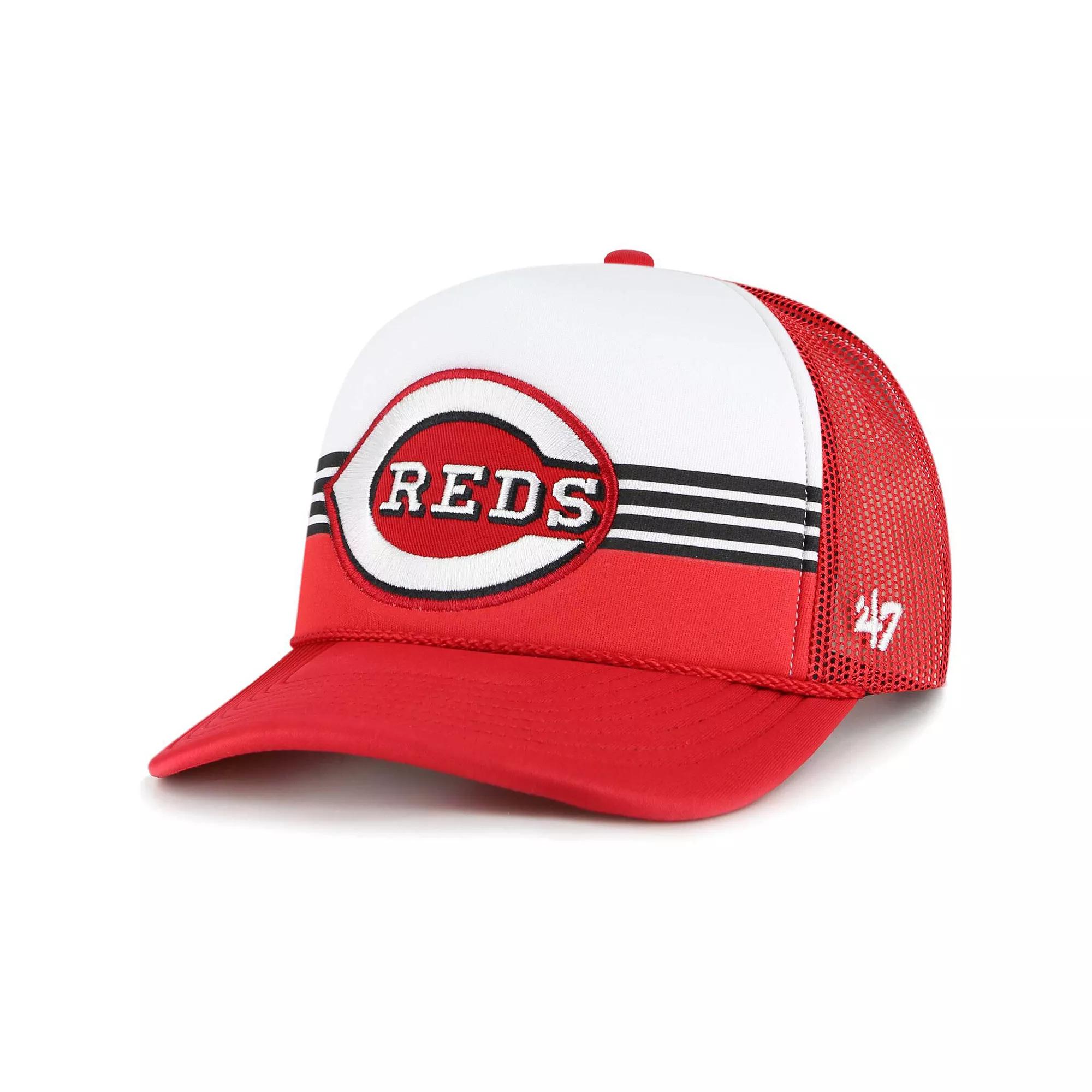 Men's '47 Red Cincinnati Reds Lift Off Foam Front Mesh Trucker Adjustable Hat, Red Red Product Image