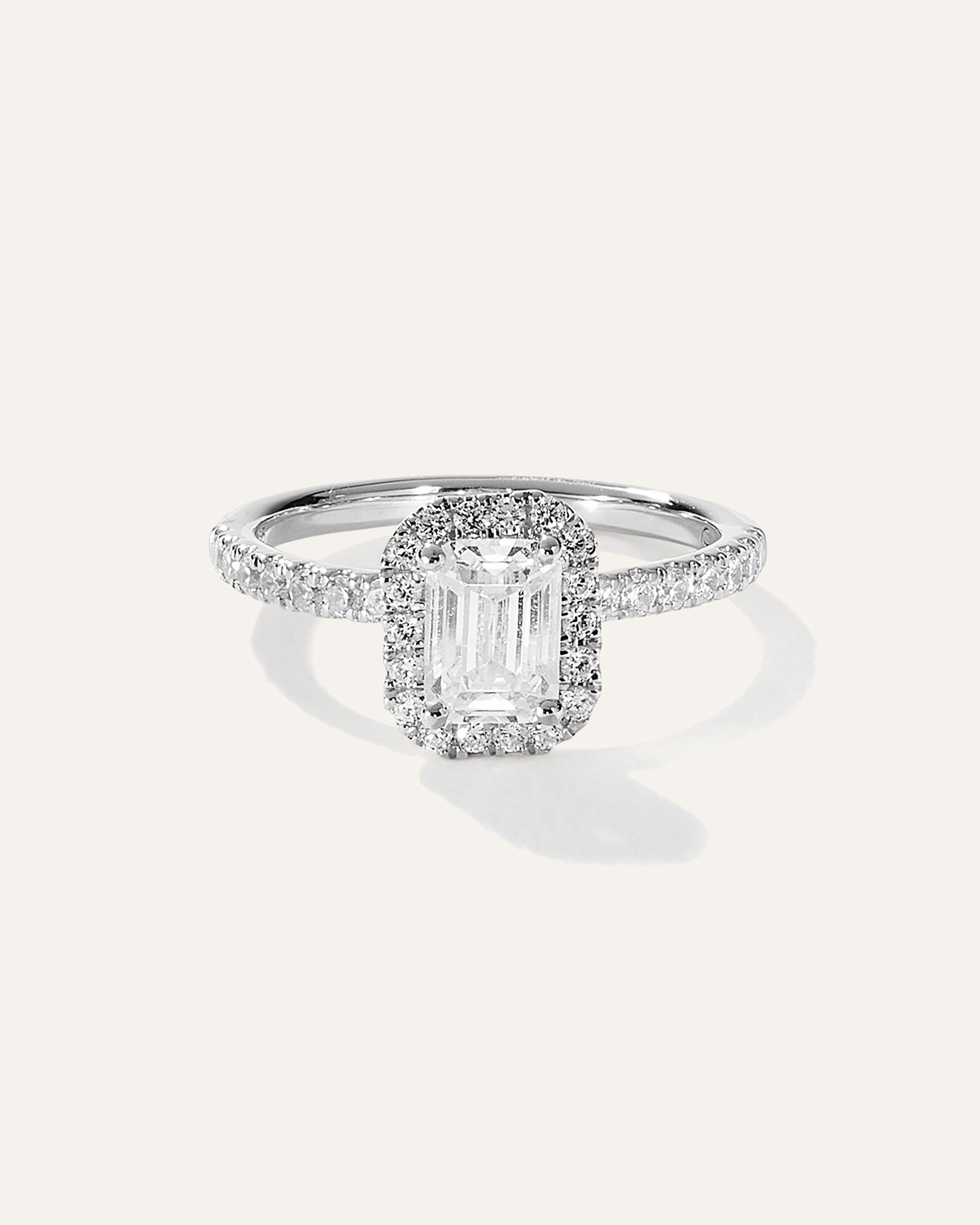 Quince | Women's Lab Grown Diamond Emerald Halo Pave Engagement Ring Product Image