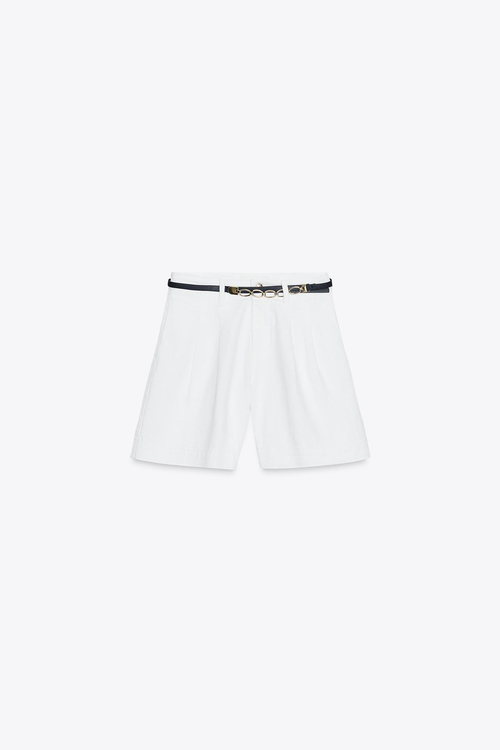 Z1975 DENIM PLEATED SHORTS WITH BELT Product Image