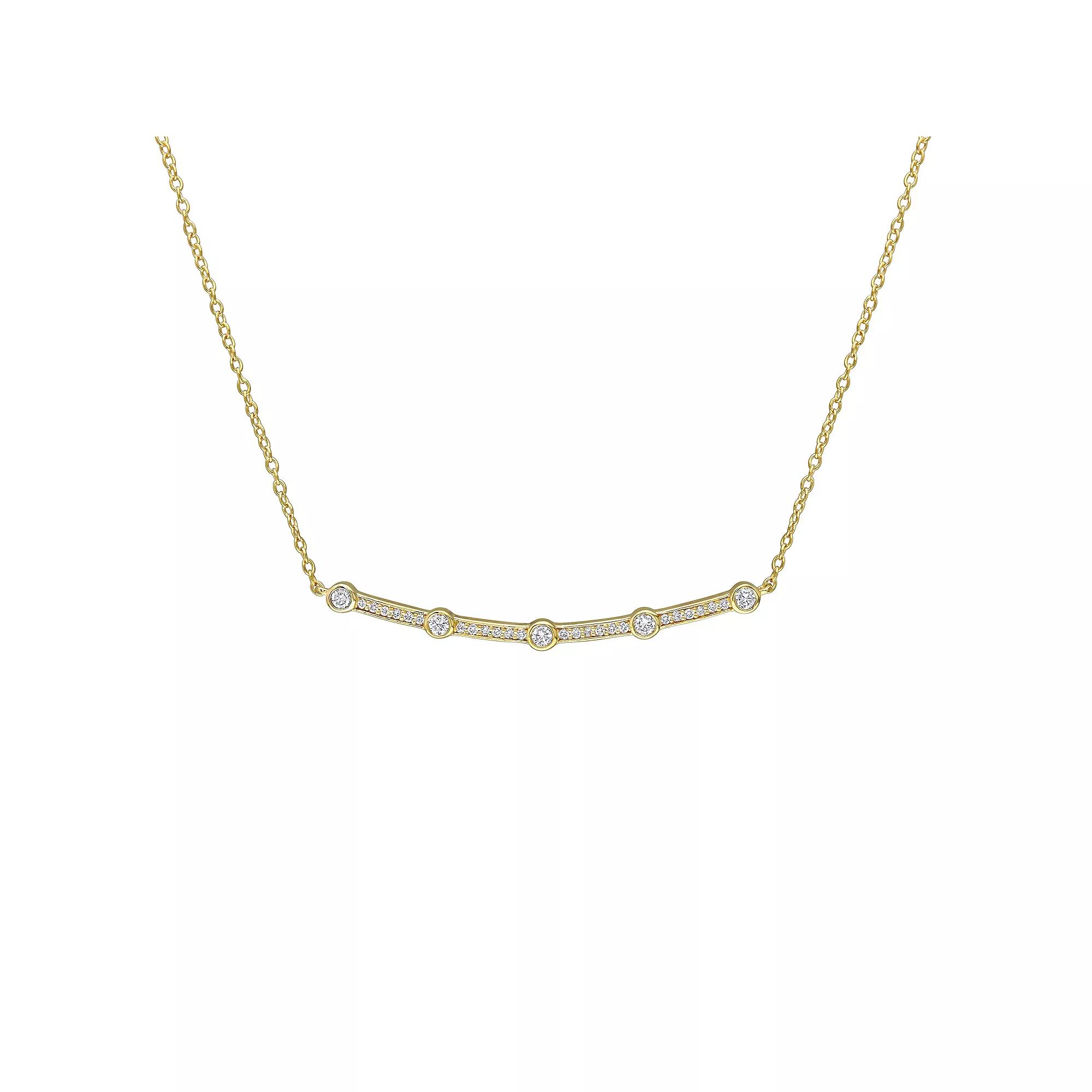 Stella Grace 18k Gold Over Sterling Silver 1/3 Carat T.W. Lab-Grown Diamond Bar Necklace, Women's, Size: 17", 18k Gold Plated Product Image
