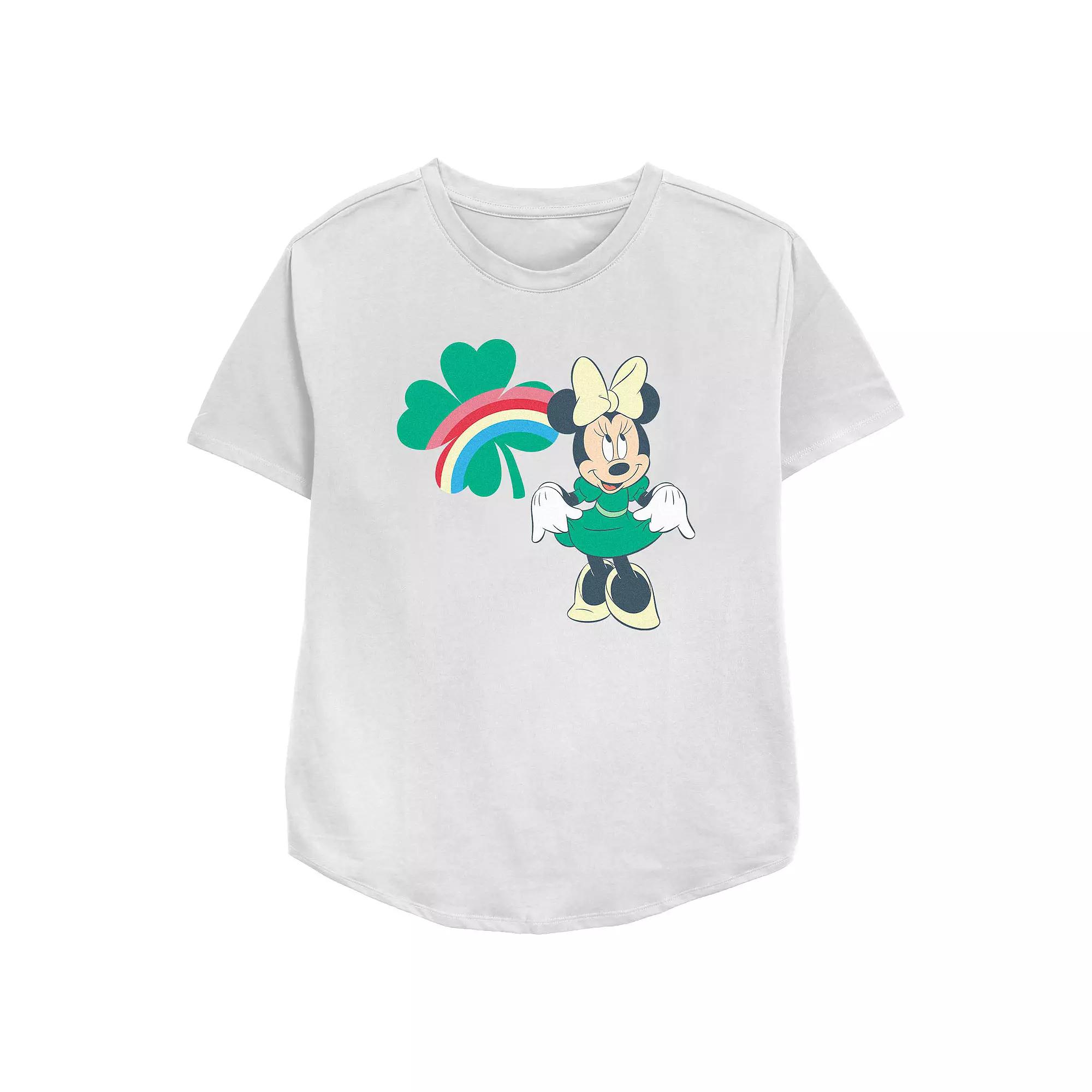 Disney's Minnie Mouse Rainbow Print Shamrock Women's Relaxed Fit Graphic Tee,  Product Image
