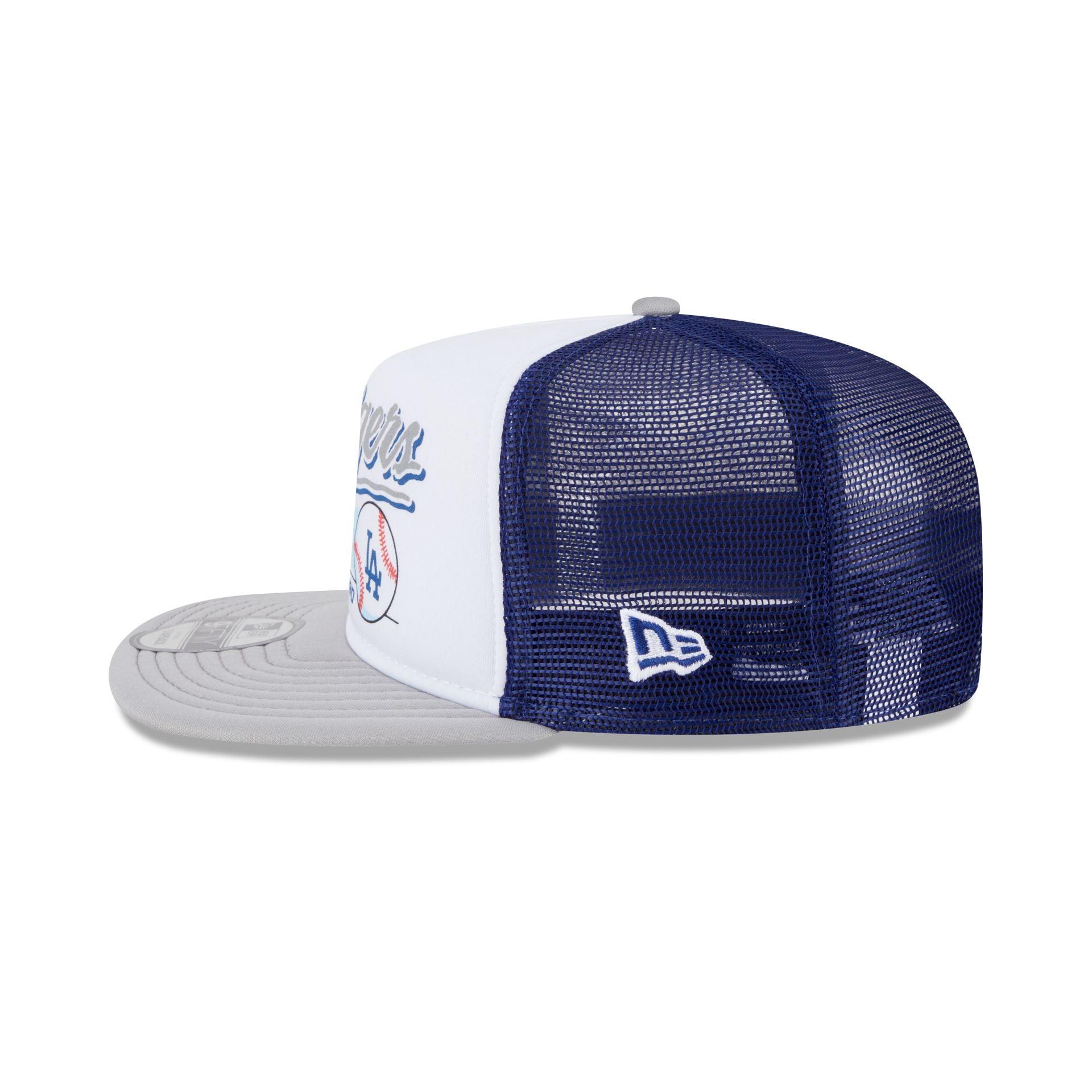 Los Angeles Dodgers Retro Script 9FIFTY A-Frame Trucker Hat Male Product Image
