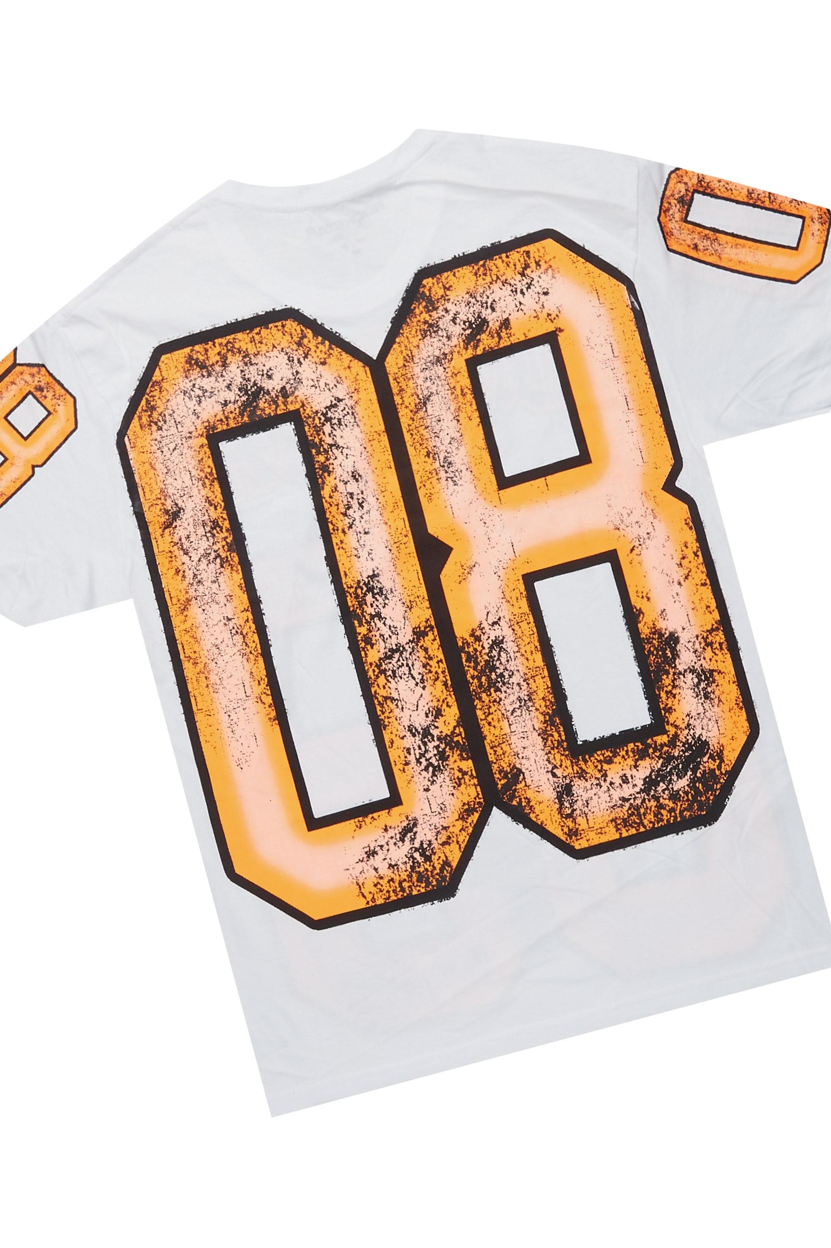 Fields White/Orange Raw Edge T-Shirt Short Set Male Product Image