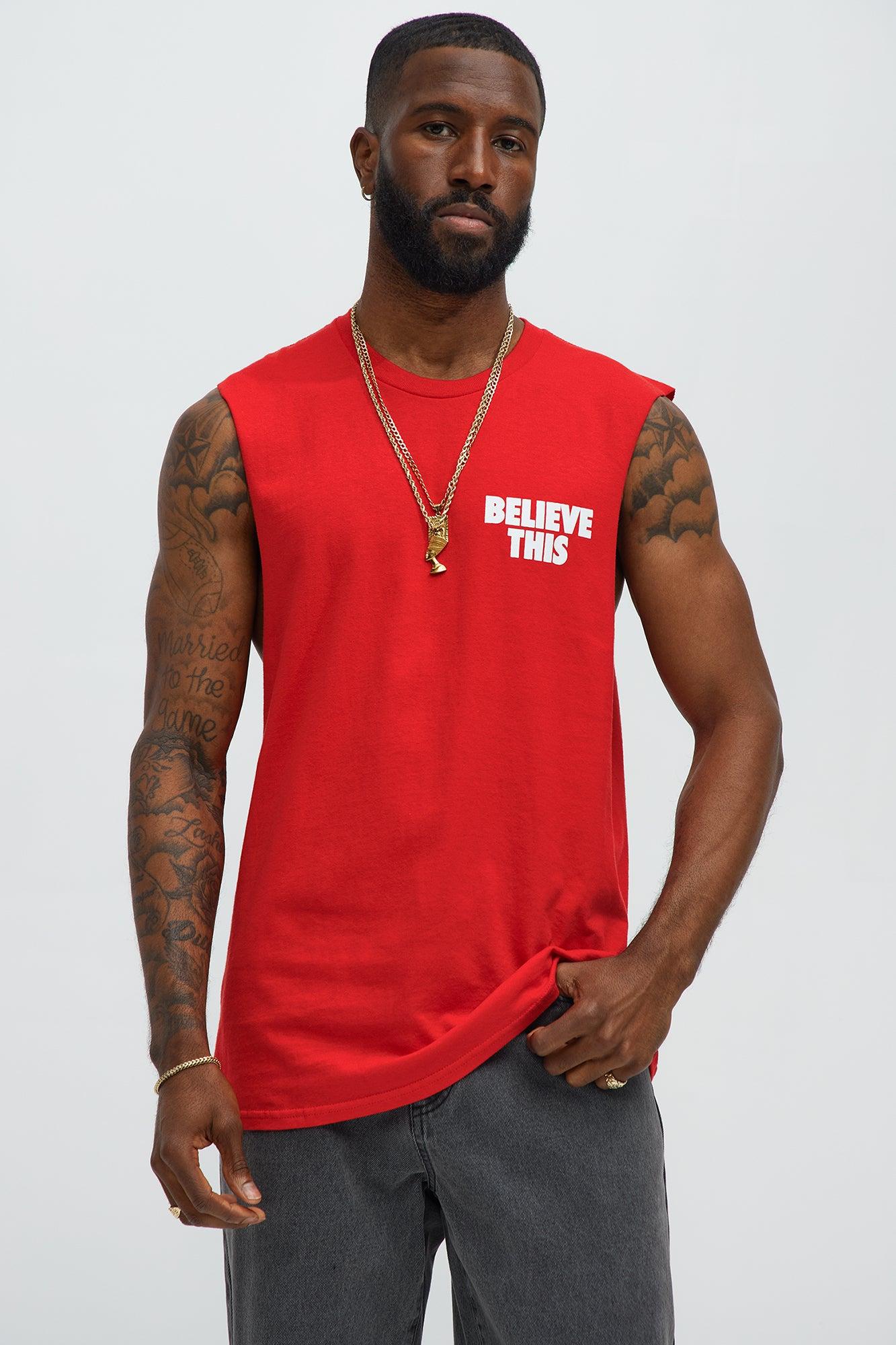 Believe This Muscle Tee - Red Product Image