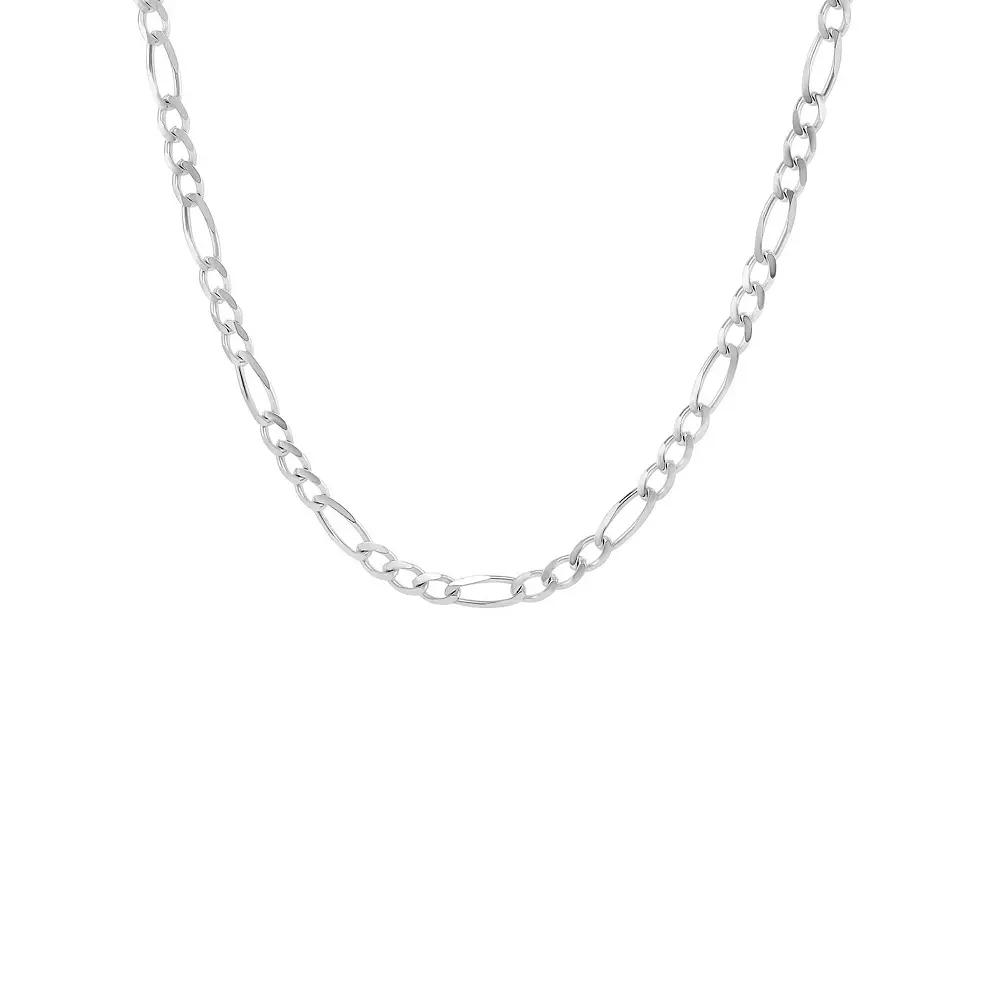 PRIMROSE Fine Silver Plated Figaro Chain Necklace, Women's, Size: 20", Silver Tone Product Image