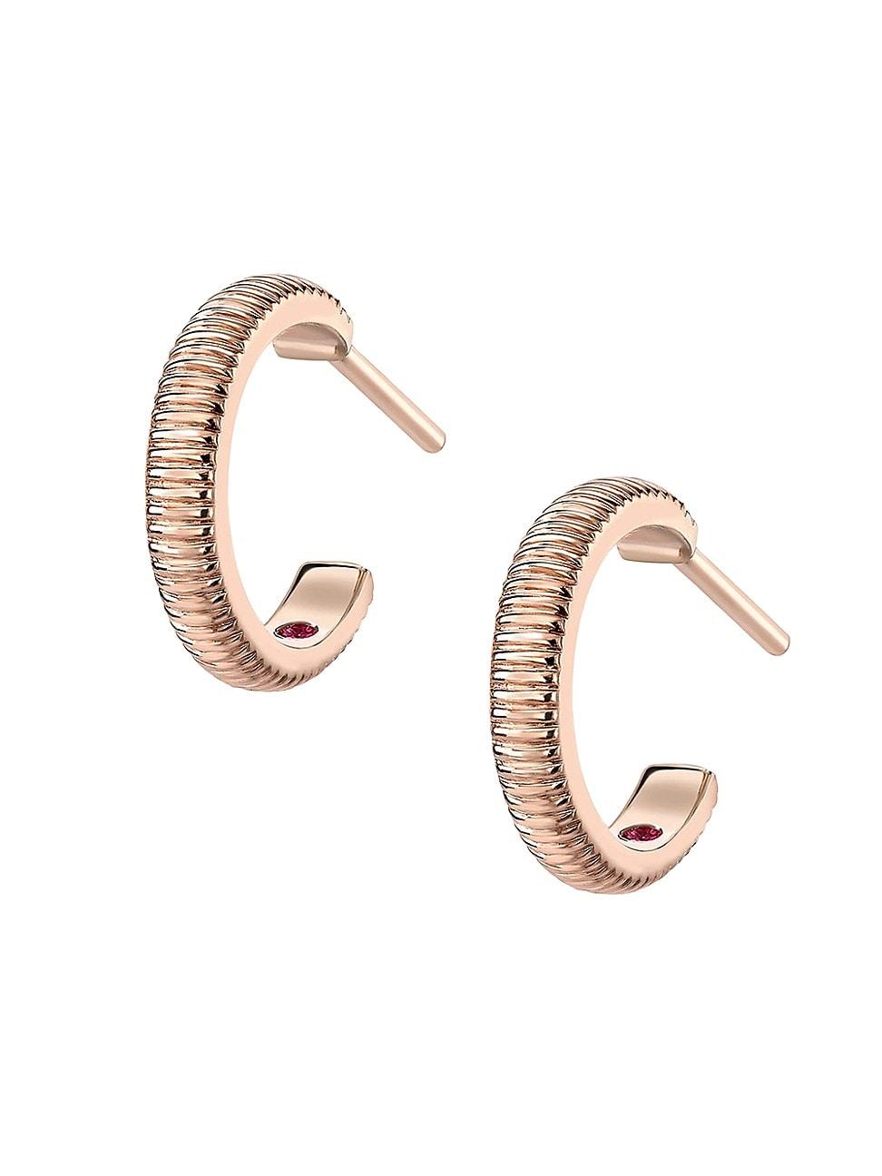 Womens Colours of Love Rose Gold Fluted Hoop Earrings Product Image