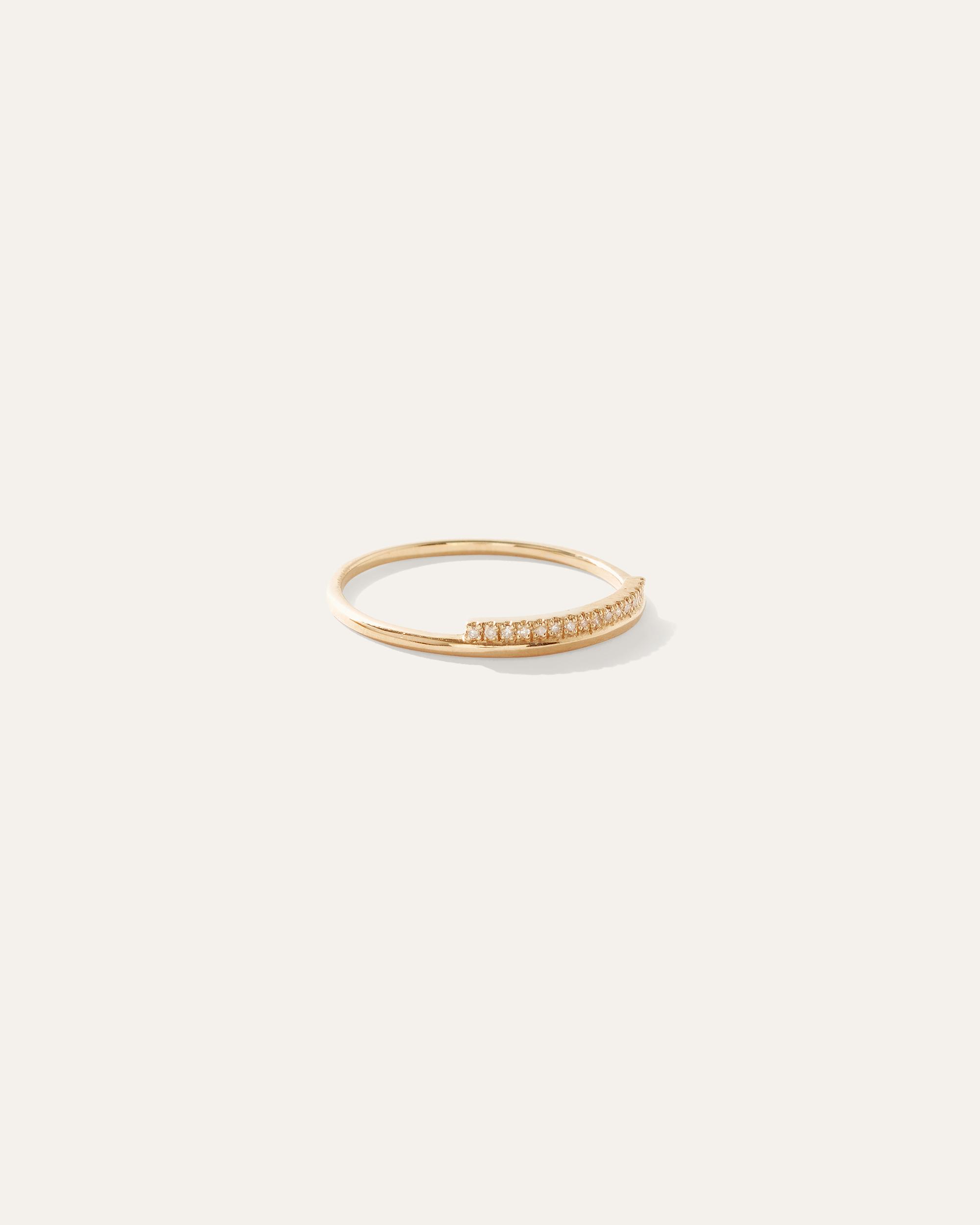 Quince | Women's 14K Gold Pave Diamond Bar Stack Band Rings Product Image