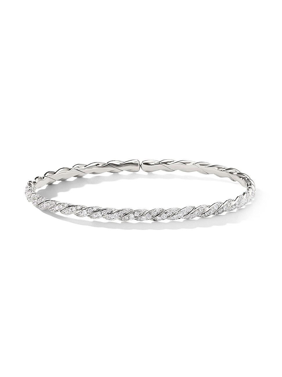 Womens Sculpted Cable Flex Bracelet in 18K White Gold Product Image