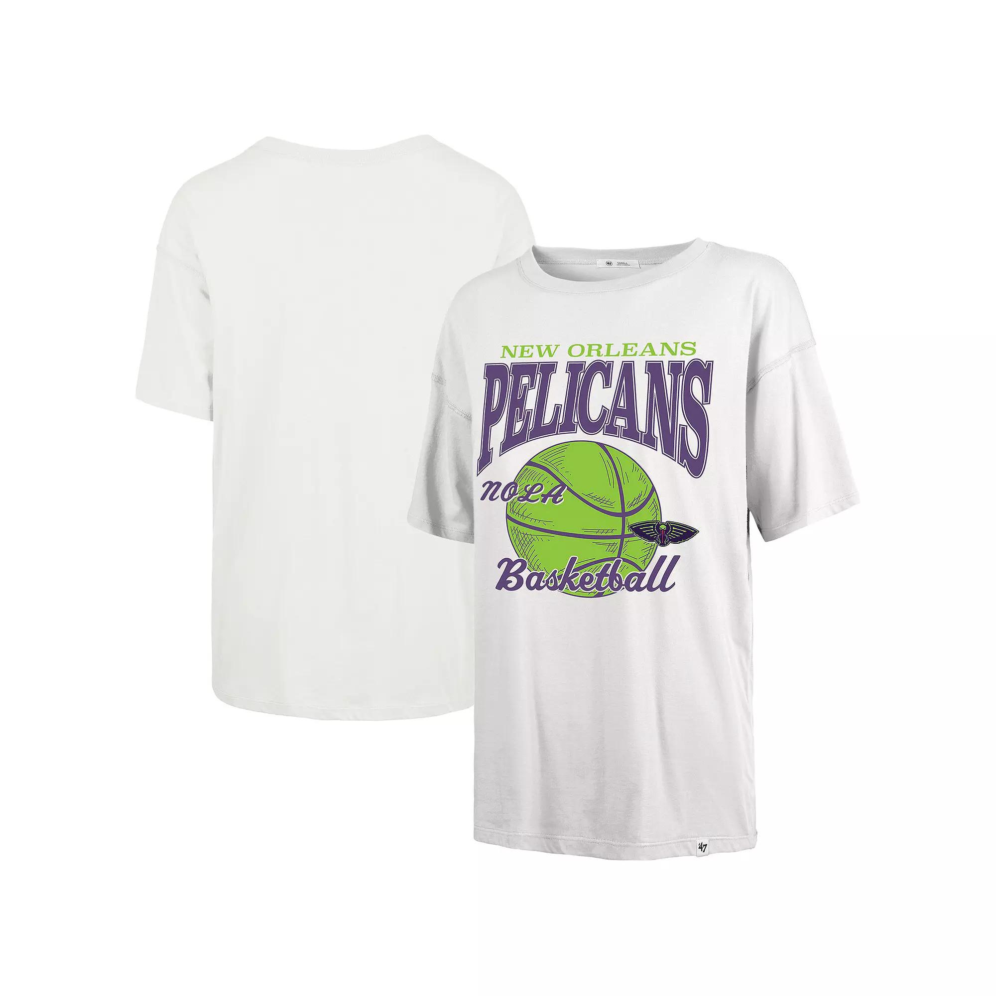 Women's '47  White New Orleans Pelicans City Edition Down Court Sadie T-Shirt, Size: Small Product Image