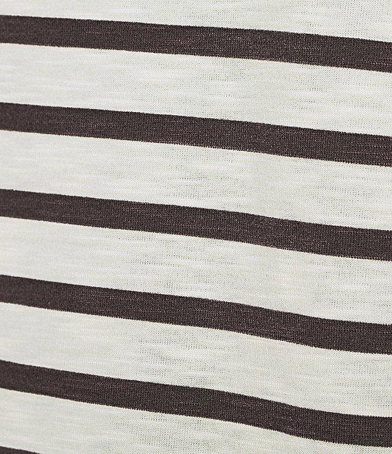 Multiples Petite Size Slub Knit Printed Scoop Neck 3/4 Raglan Sleeve Top Product Image