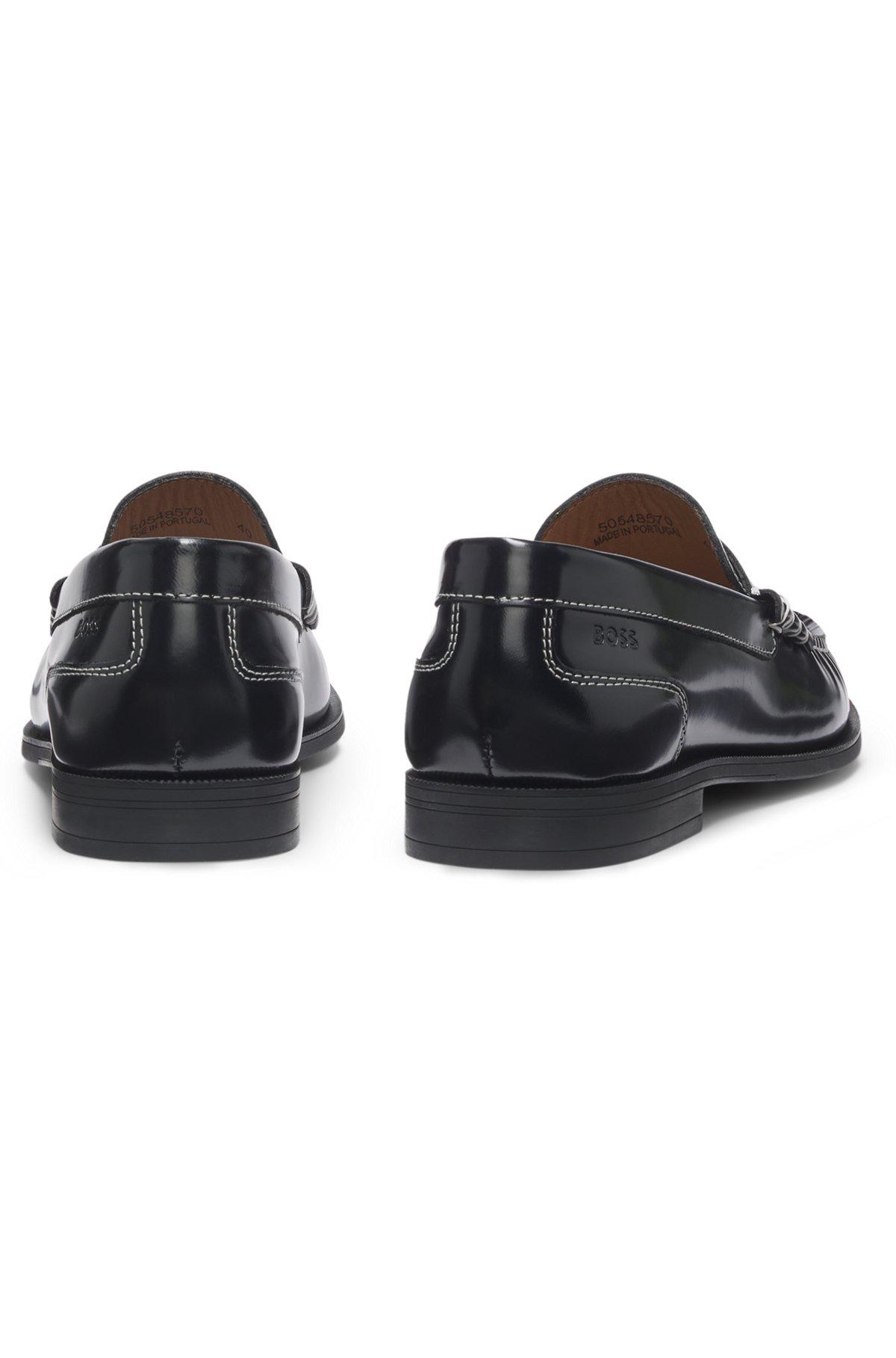 Leather moccasins with penny trim Product Image