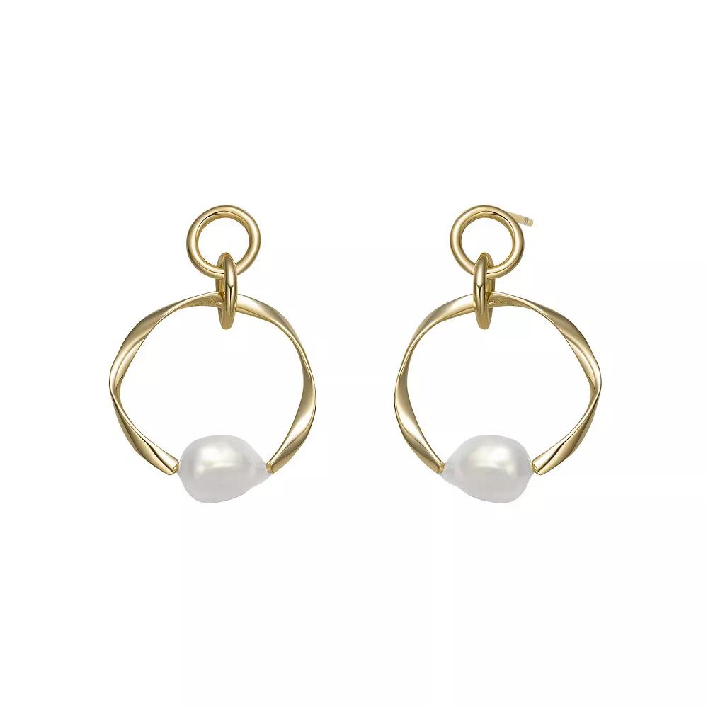 14k Gold Sterling Silver Freshwater Cultured Pearl Drop Earrings, Womens, Gold Tone Product Image