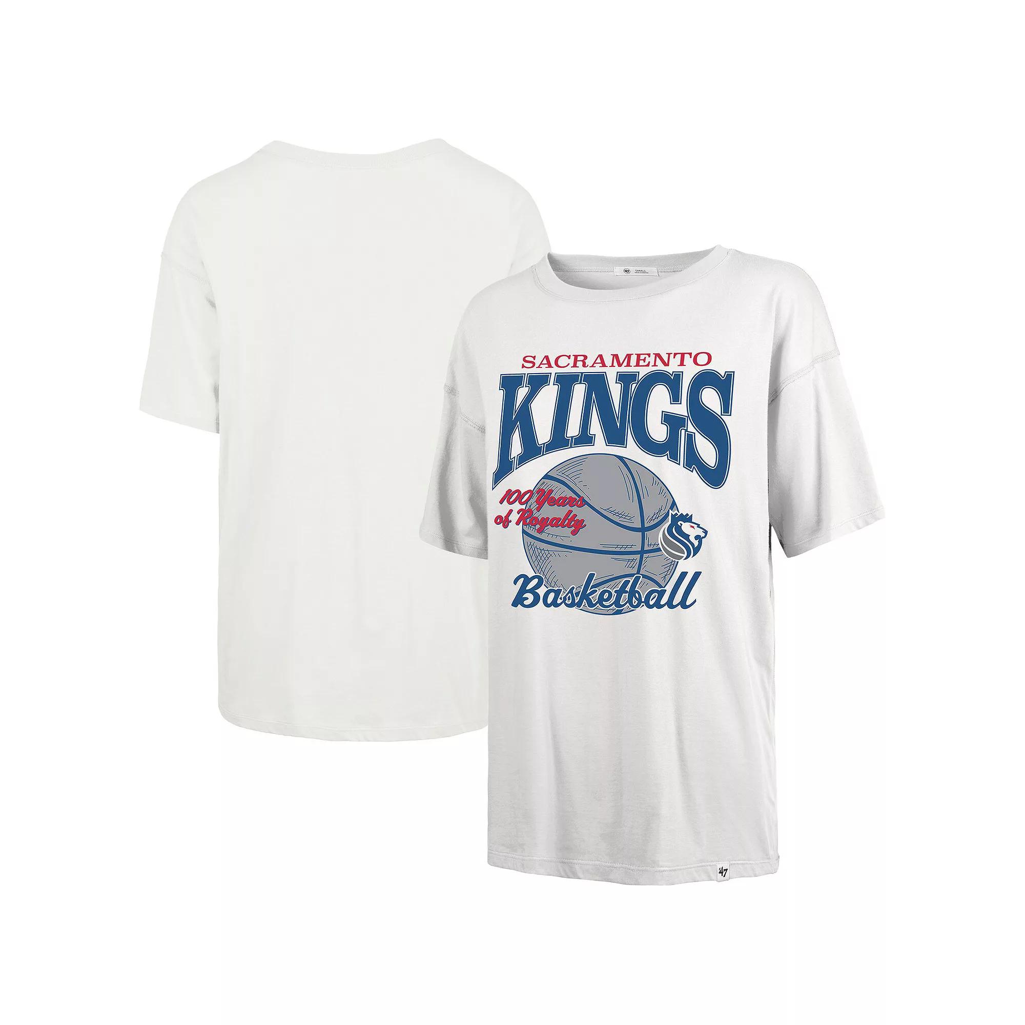 Women's '47  White Sacramento Kings City Edition Down Court Sadie T-Shirt, Size: Medium, Kng White Product Image