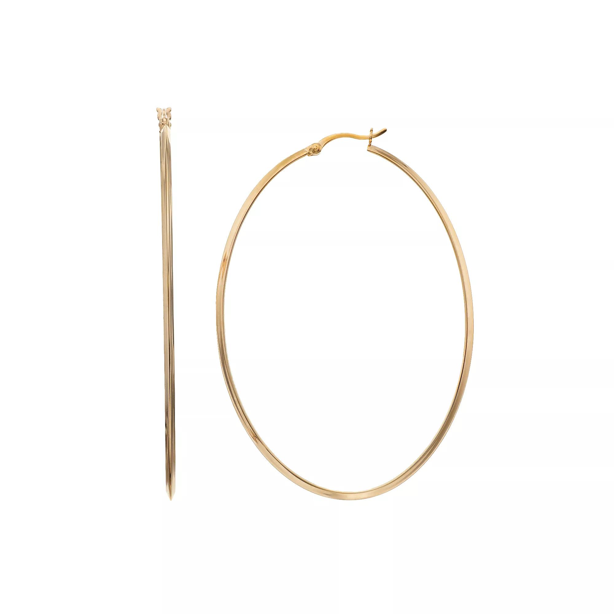 14k Gold Over Silver Oval Hoop Earrings, Women's Product Image
