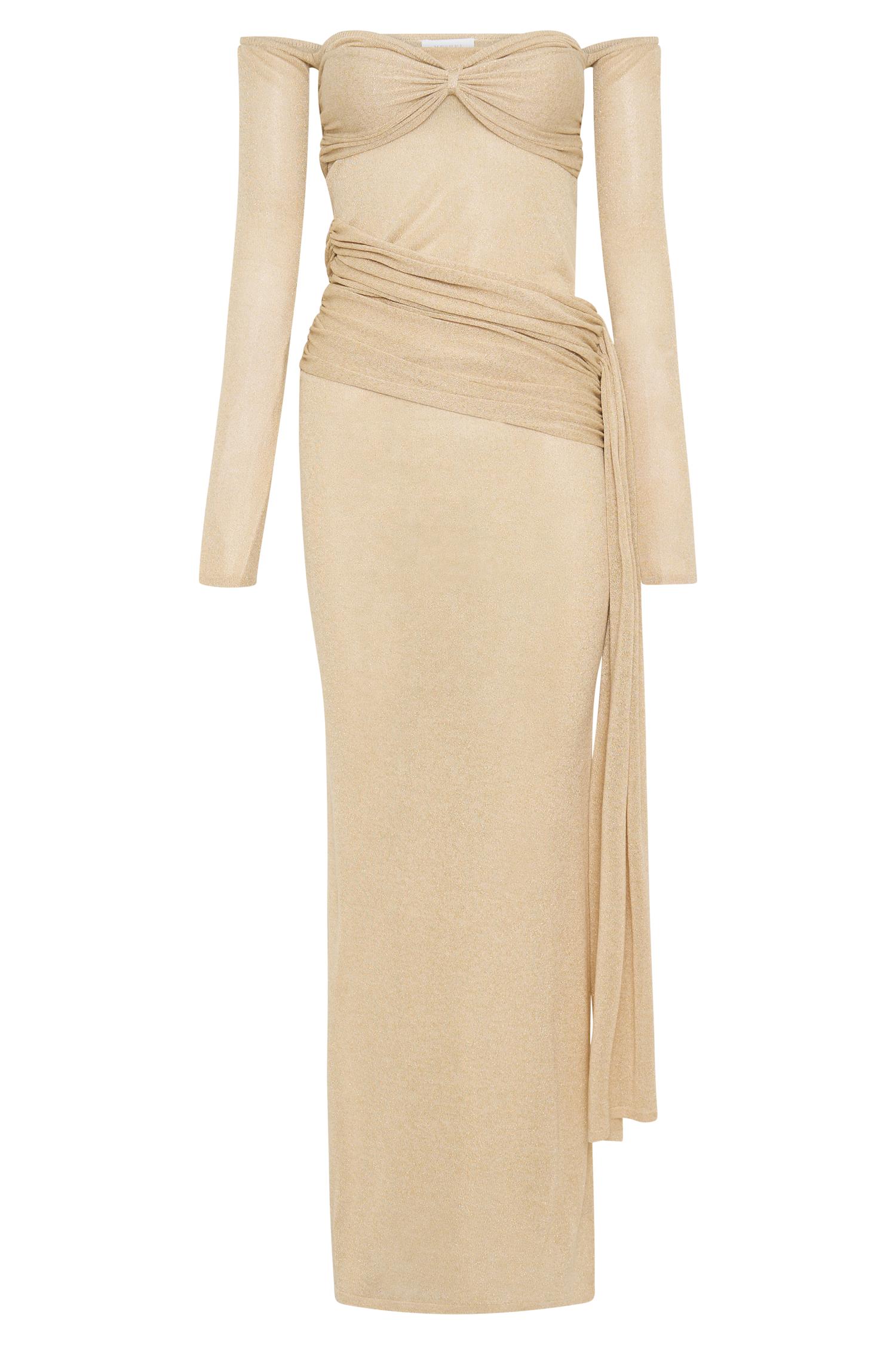 Ingrid Metallic Knit Maxi Dress - Bronze Product Image