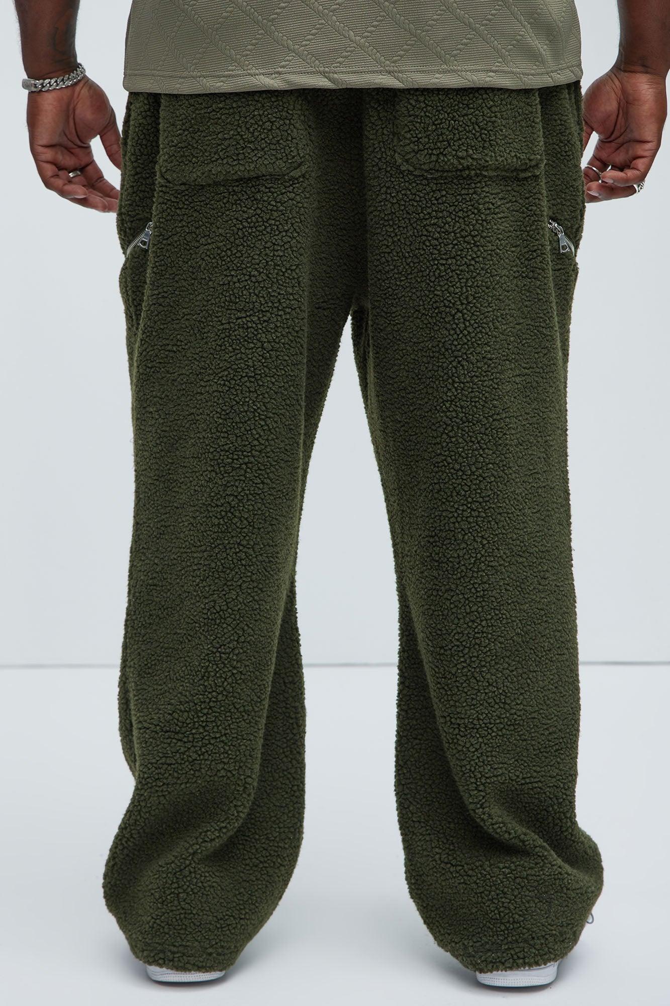 Axel Polar Fleece Zip Straight Sweatpants - Olive Product Image
