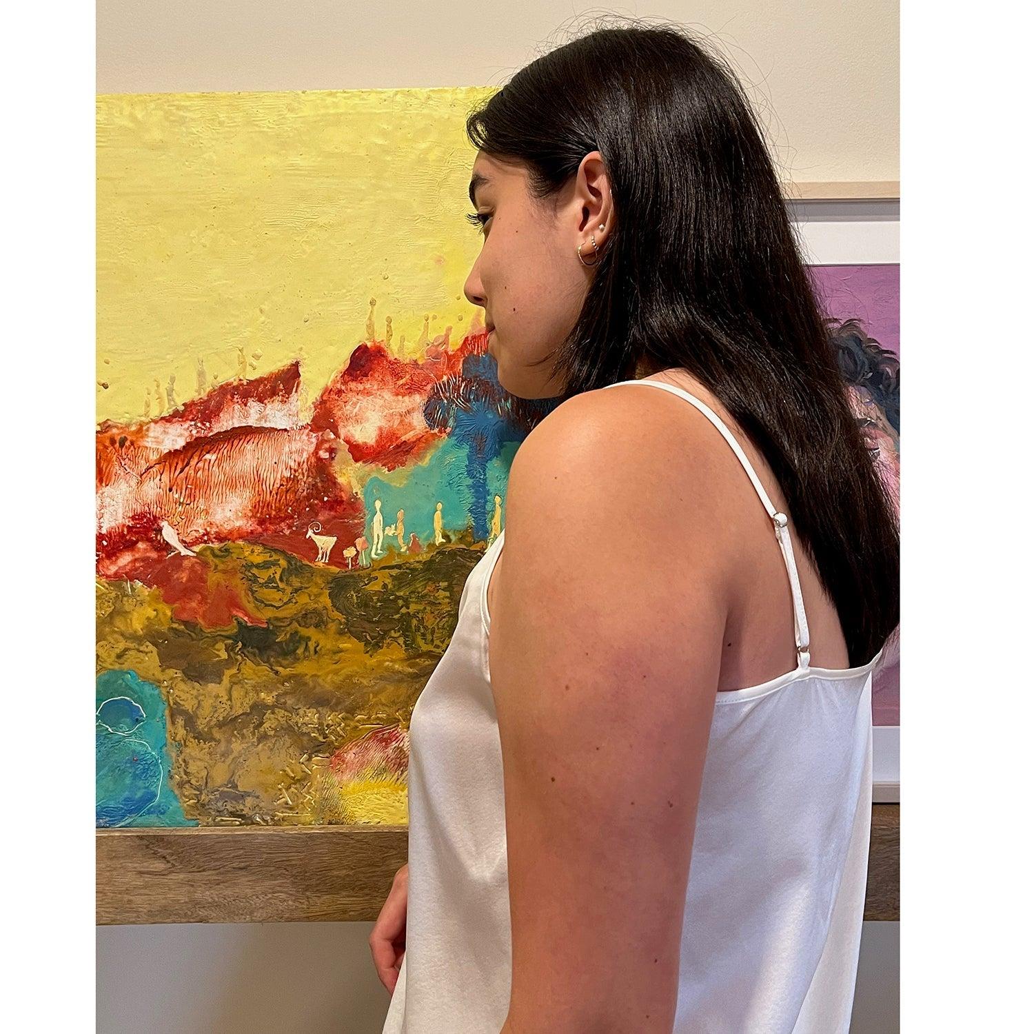 Pearl White Pure Mulberry Silk Petal Camisole Top | Mid-Waist Shorts | Silk Charmeuse Lingerie | Bridesmaid Gift Pj Set | Soar Collection Product Image