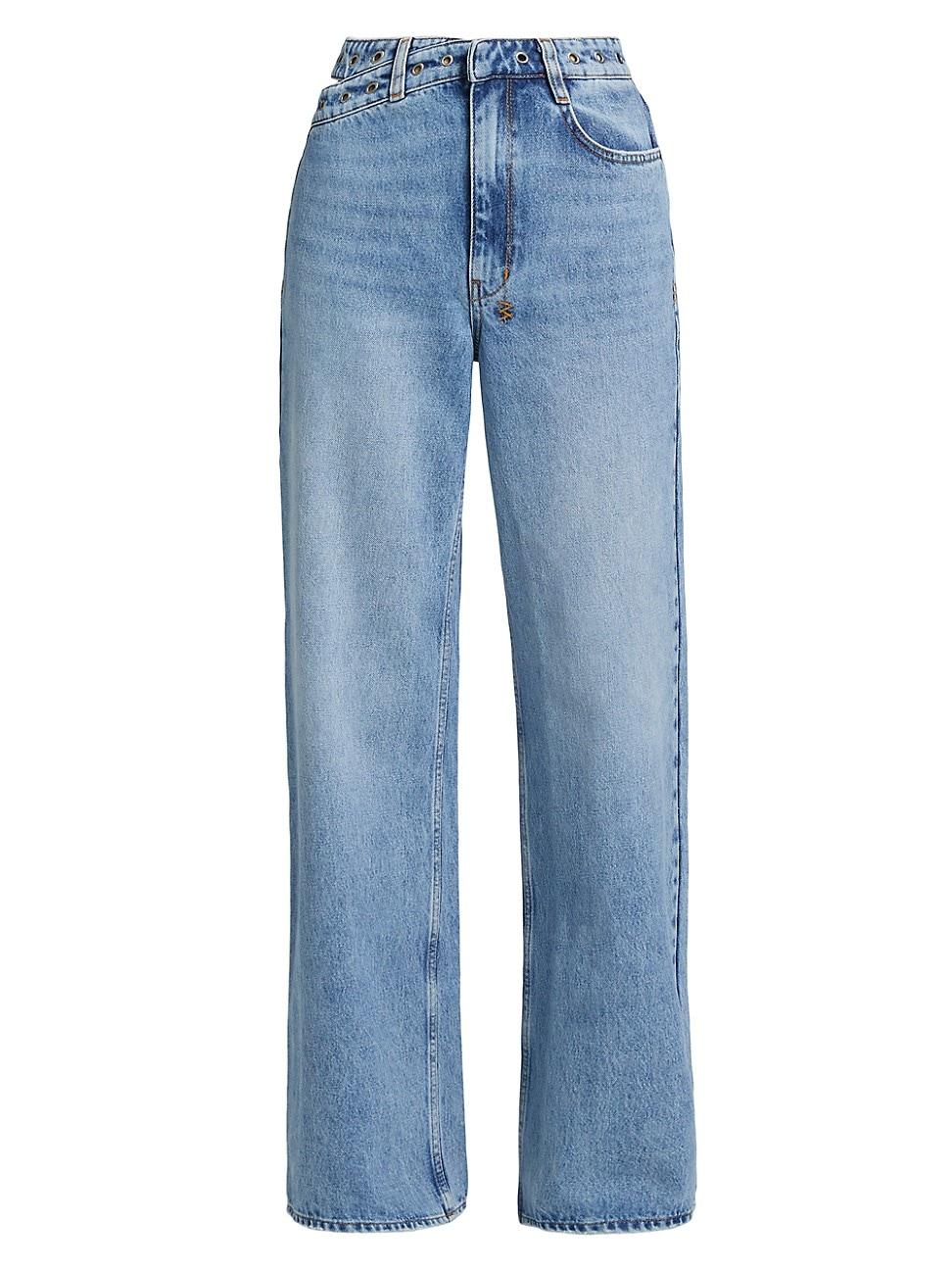 Womens Democrazy Strider Dettached Belted Wide-Leg Jeans Product Image