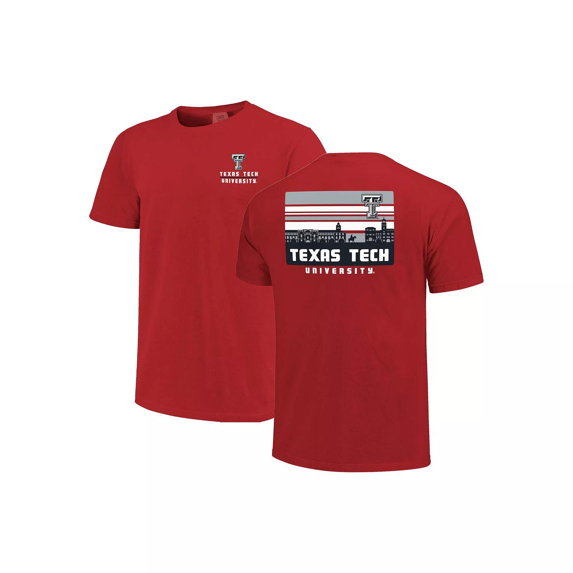 Men's Red Texas Tech Red Raiders Striped Campus Skyline T-Shirt,  Product Image