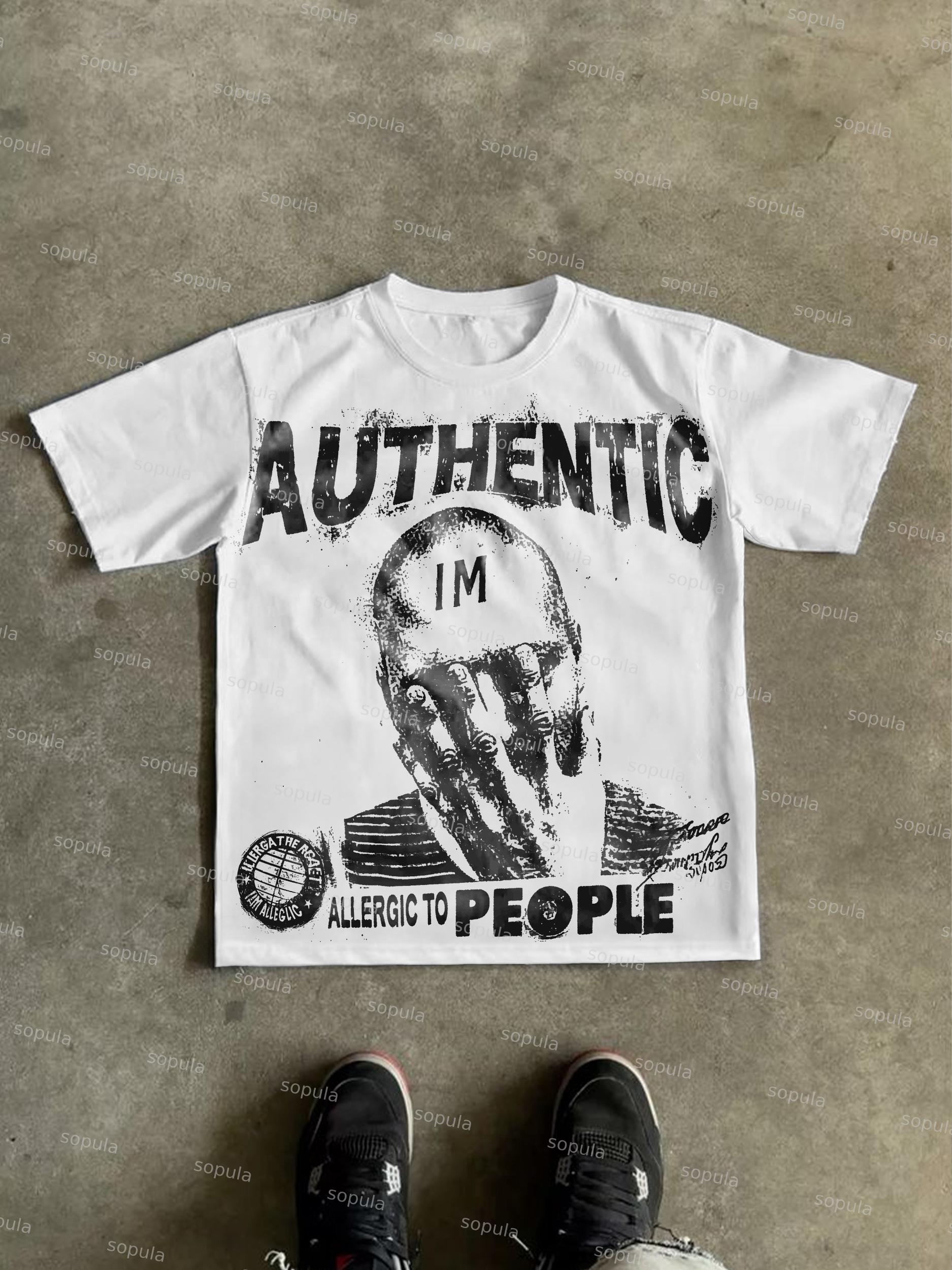 Men's Rich Street Portrait Rap Graphic Cotton T-shirt Product Image