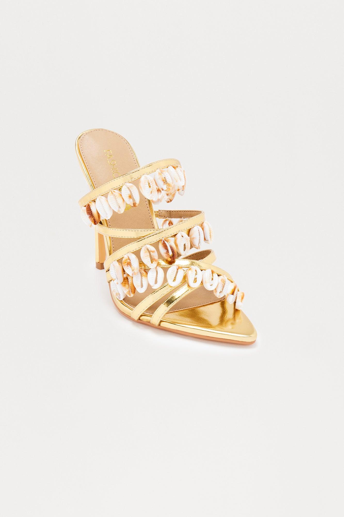 Atlantis Shell Stiletto Heels - Gold Female Product Image